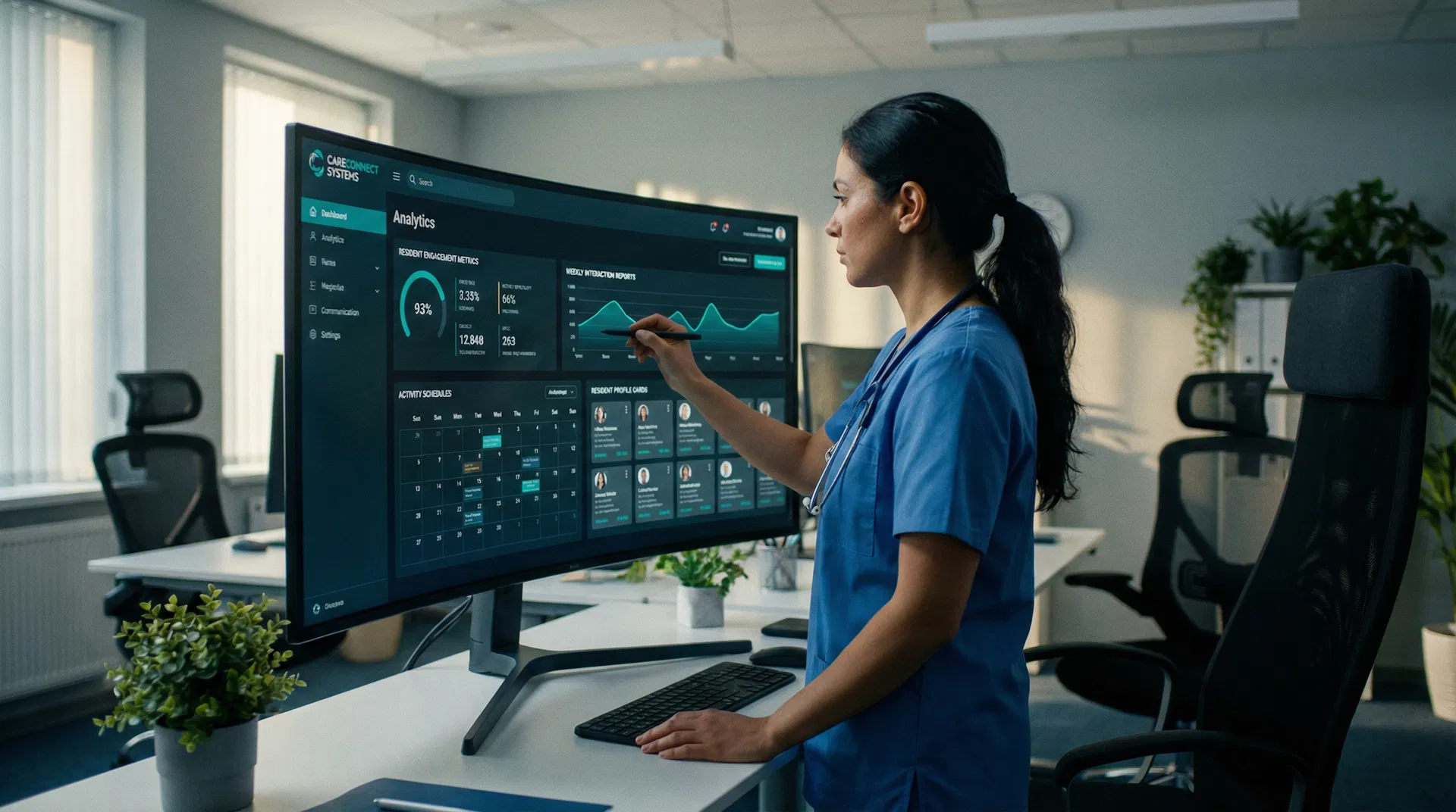 Staff reviewing the analytics dashboard