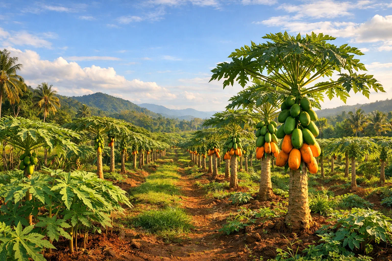 Wide papaya plantation