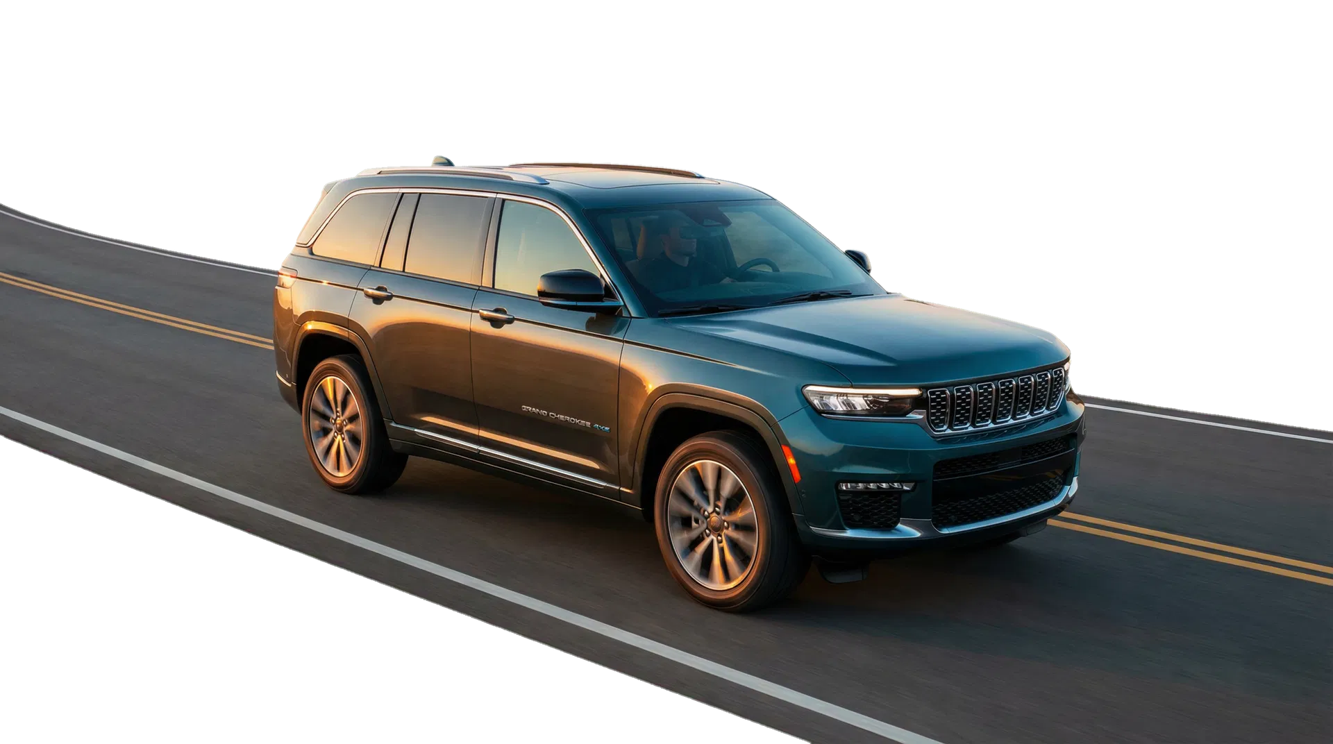 Jeep 4xe vehicle driving on a California road