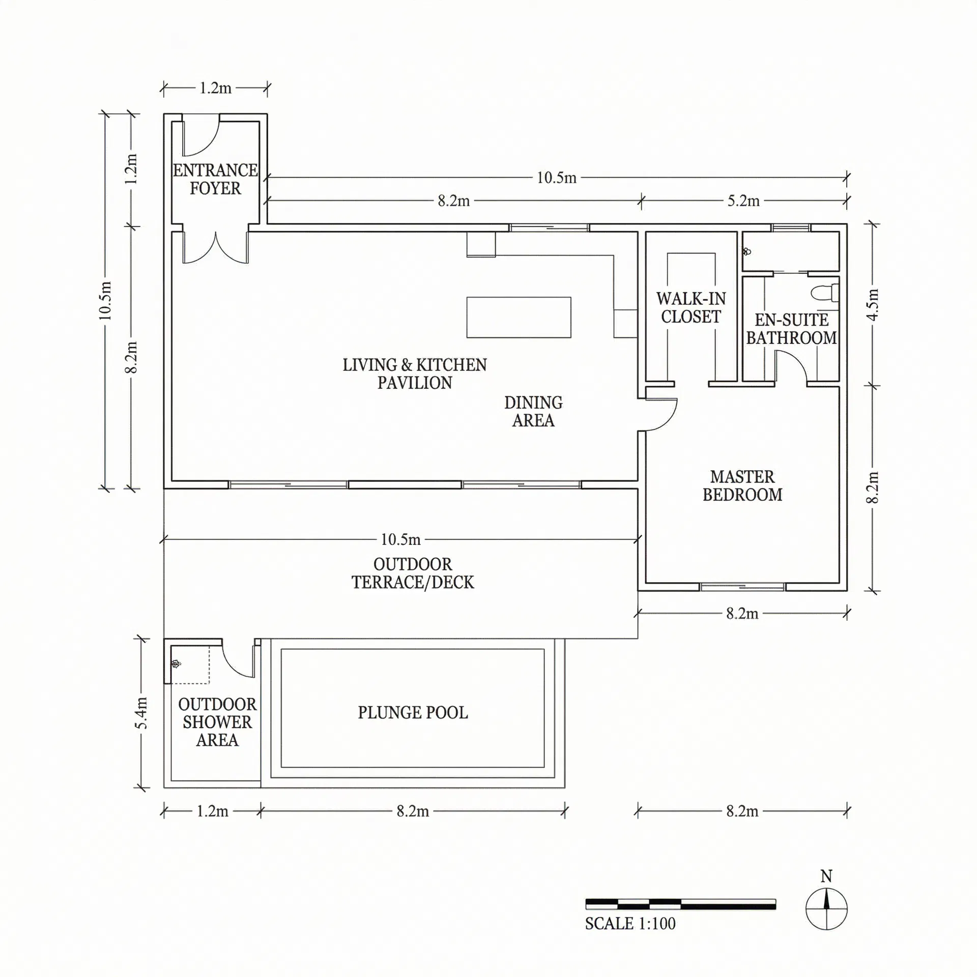 Package 1 Floor Plan - One Bedroom Bali Villa
