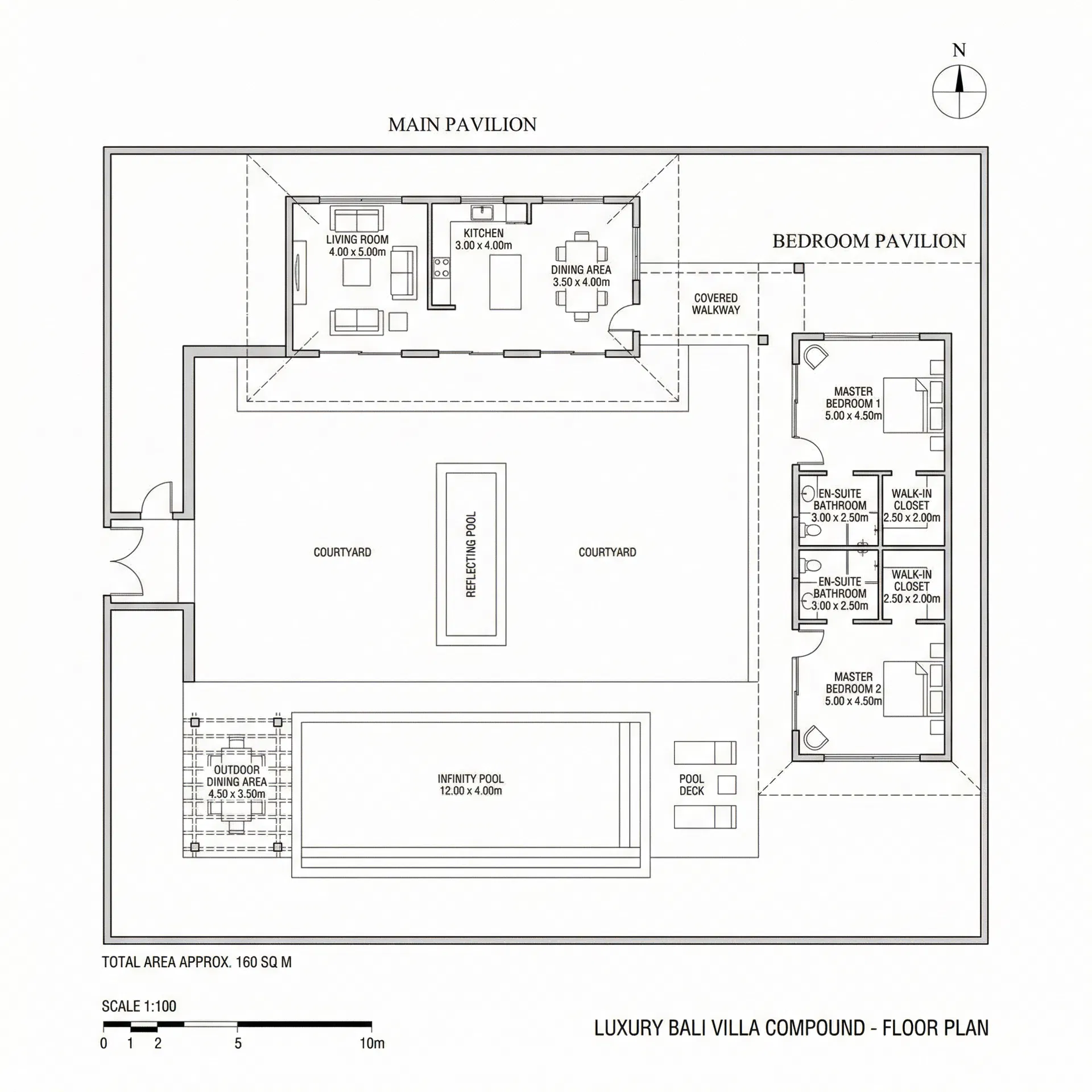 Package 2 Floor Plan - Two Bedroom Bali Villa Compound