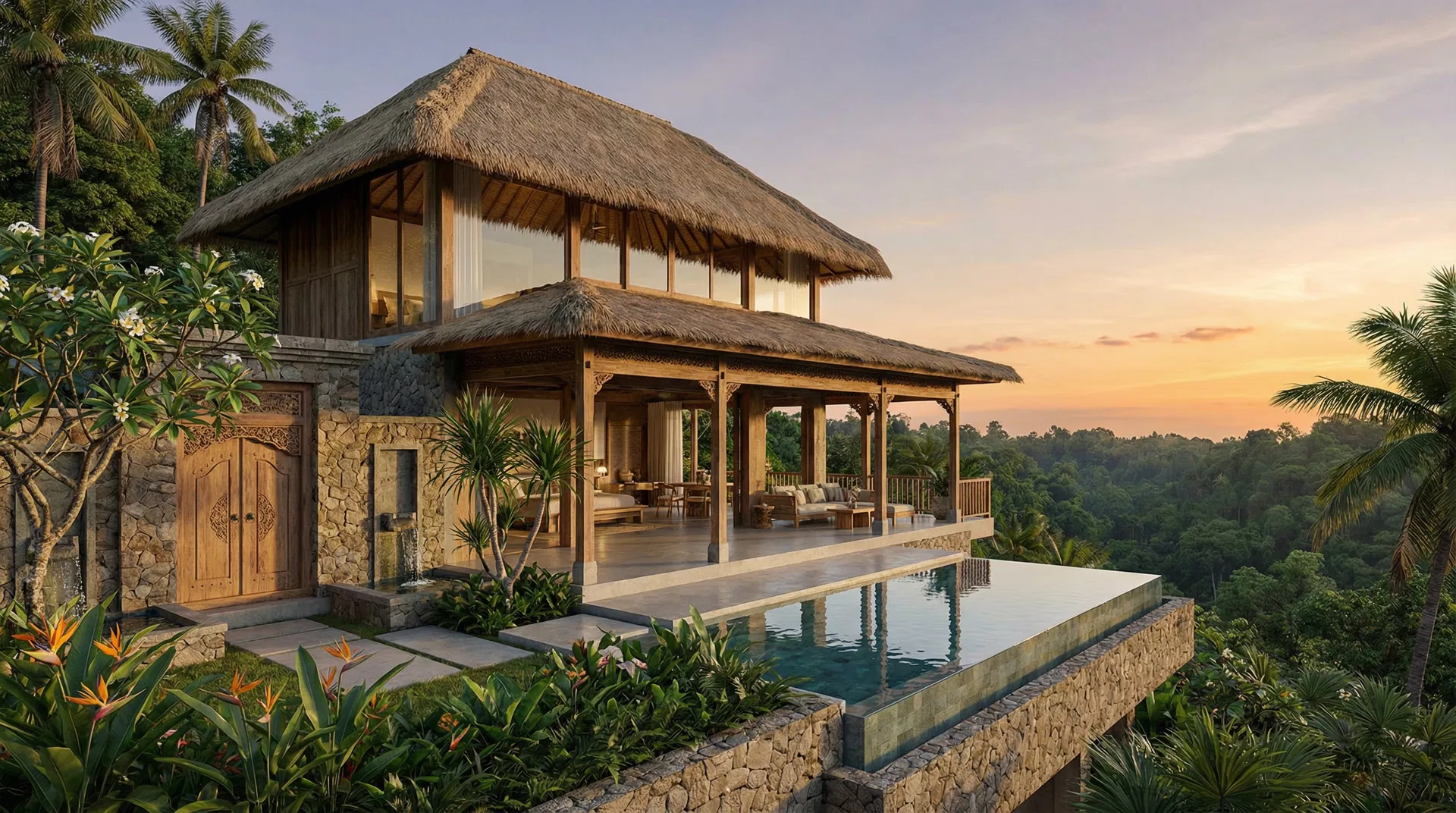 Vista Verde Bali Indonesian-style villa rendering in Golfito, Costa Rica