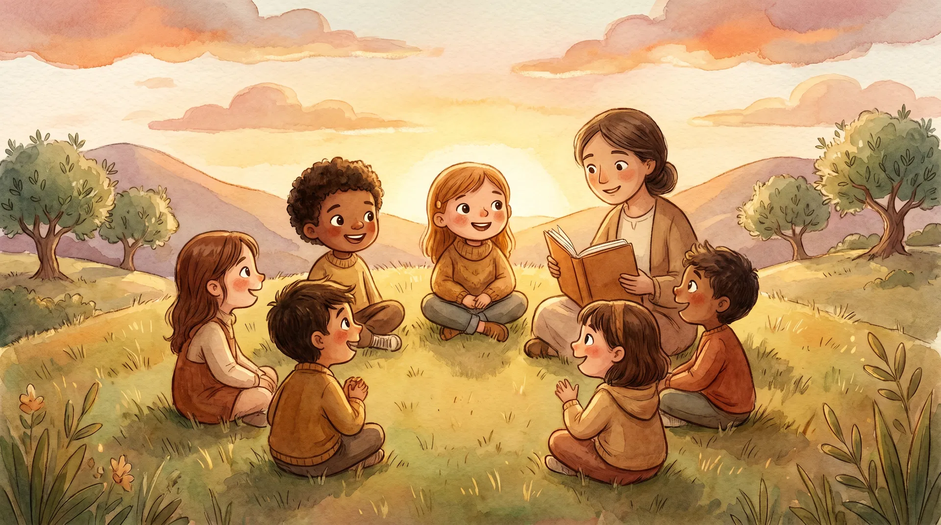 Niños escuchando historias bíblicas