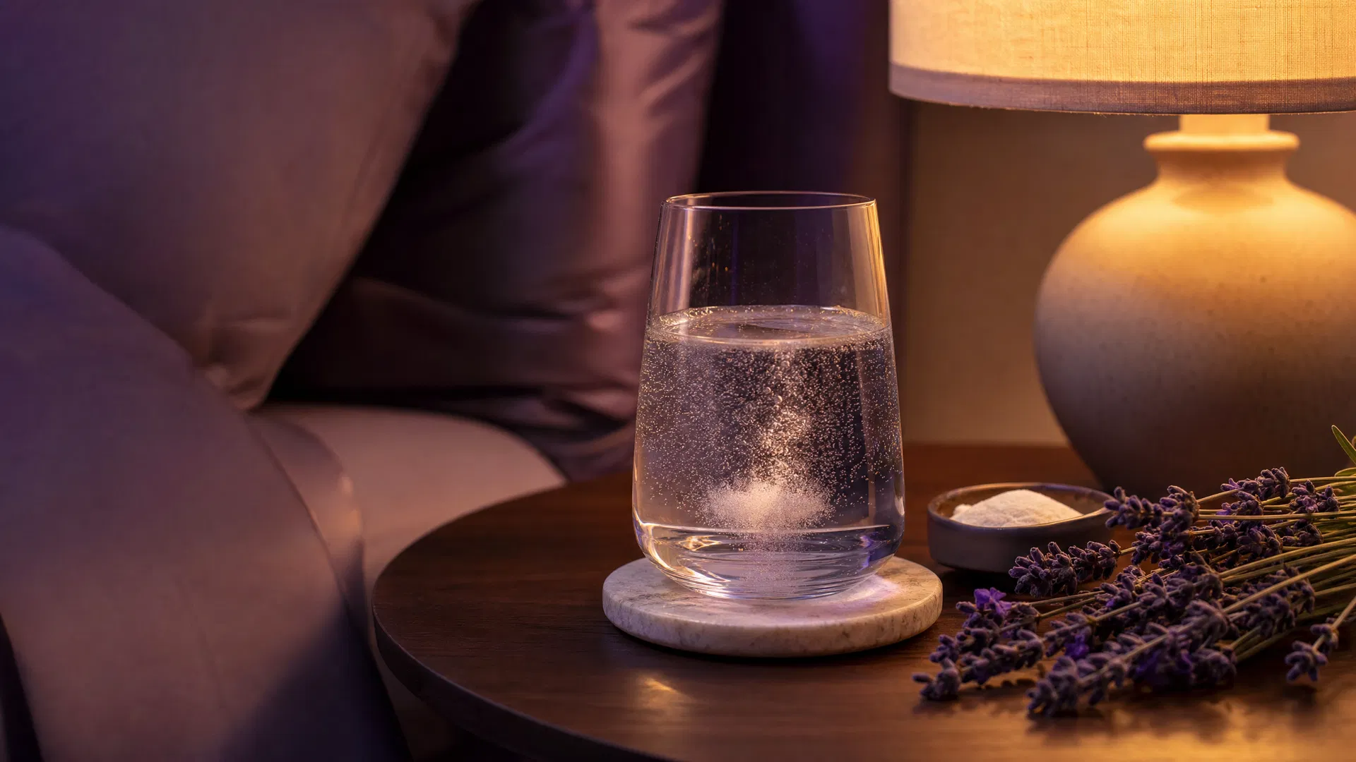 Guía de bienvenida Magnesio - ambiente nocturno relajante con lavanda