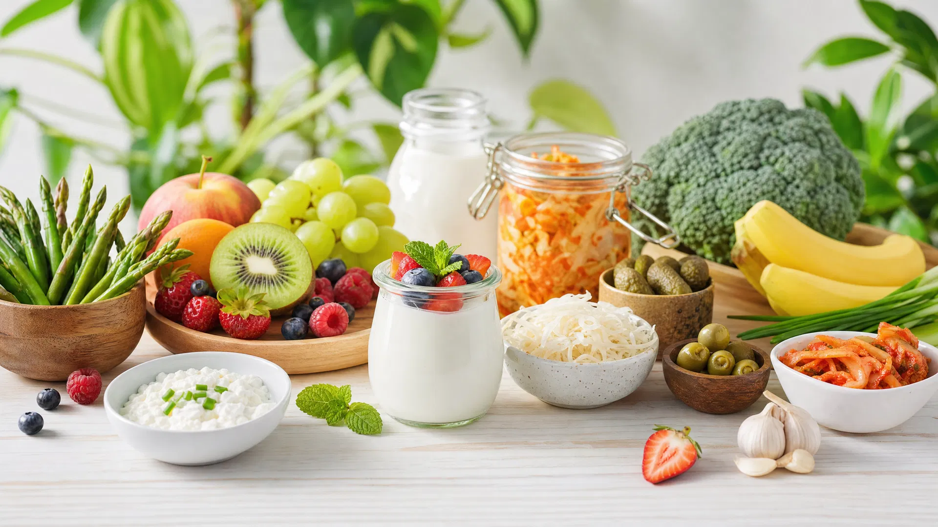 Guía de bienvenida Probióticos - alimentos fermentados y frutas frescas