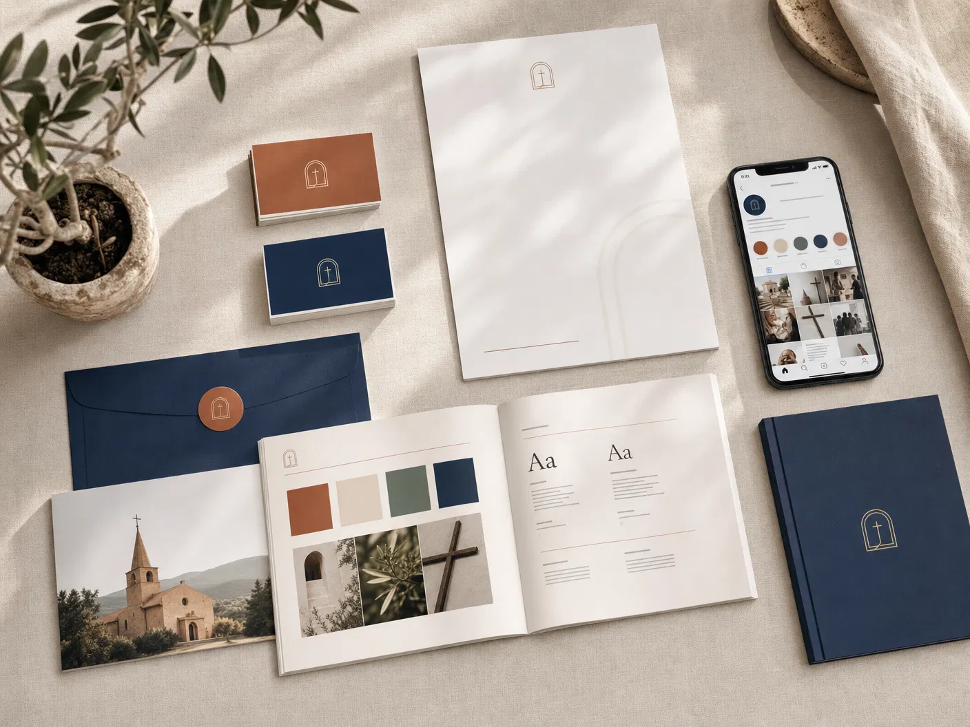 Mockup de identidad visual para iglesia