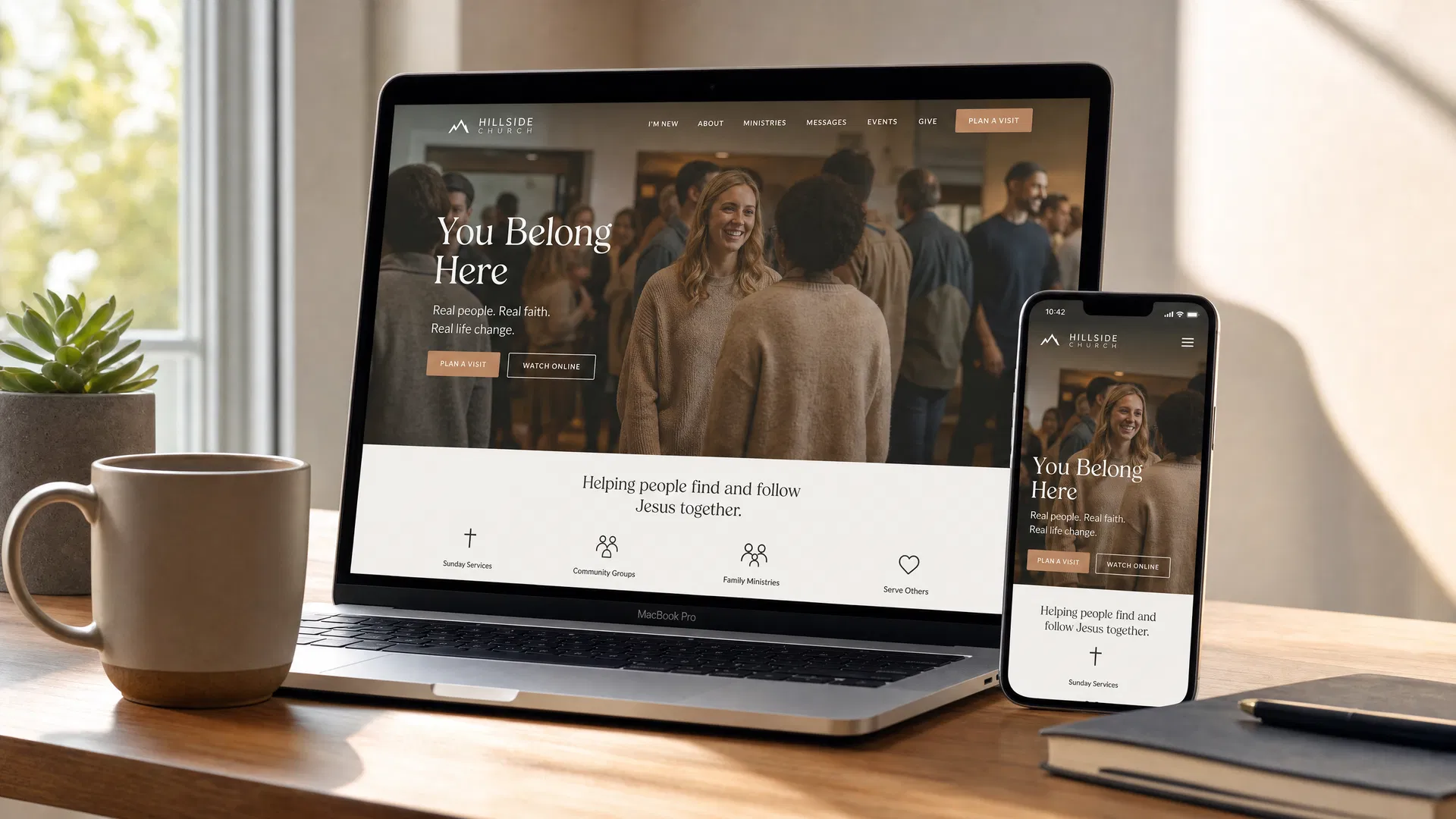 Mockup de web profesional para iglesia