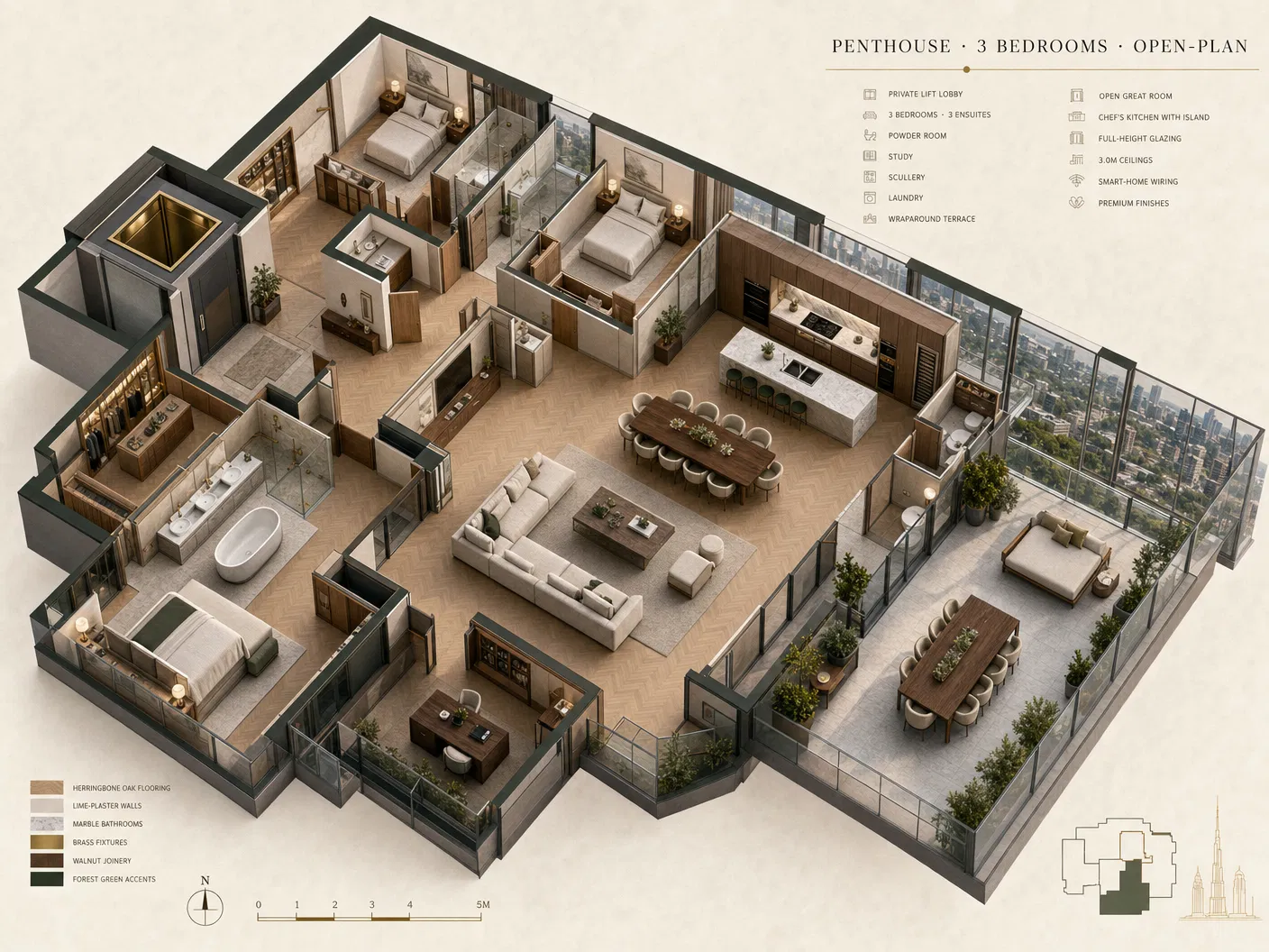 Sky Penthouse — 3D Plan