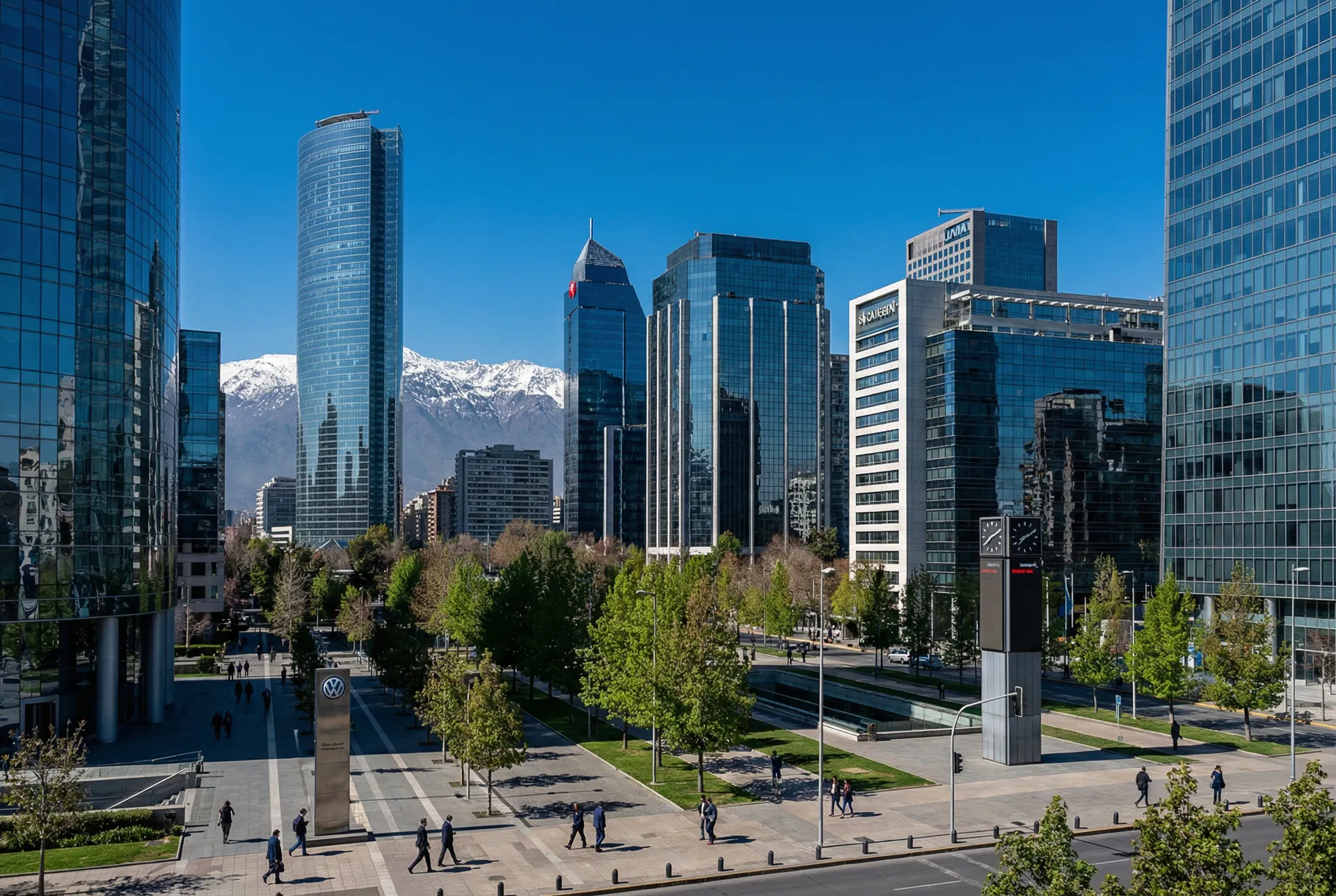 Santiago financial district — with the Andes as backdrop