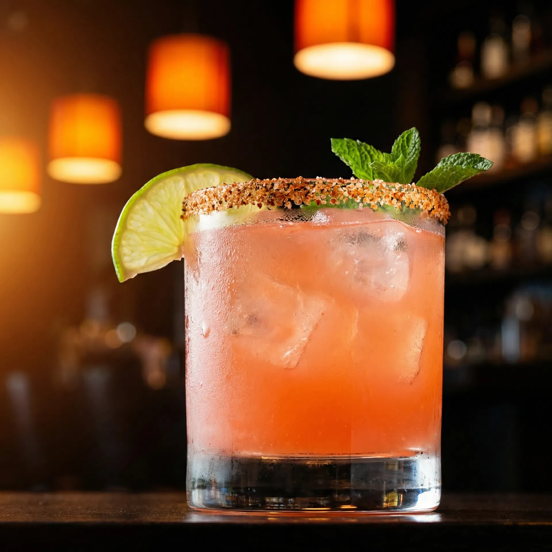 Close-up of a craft margarita cocktail