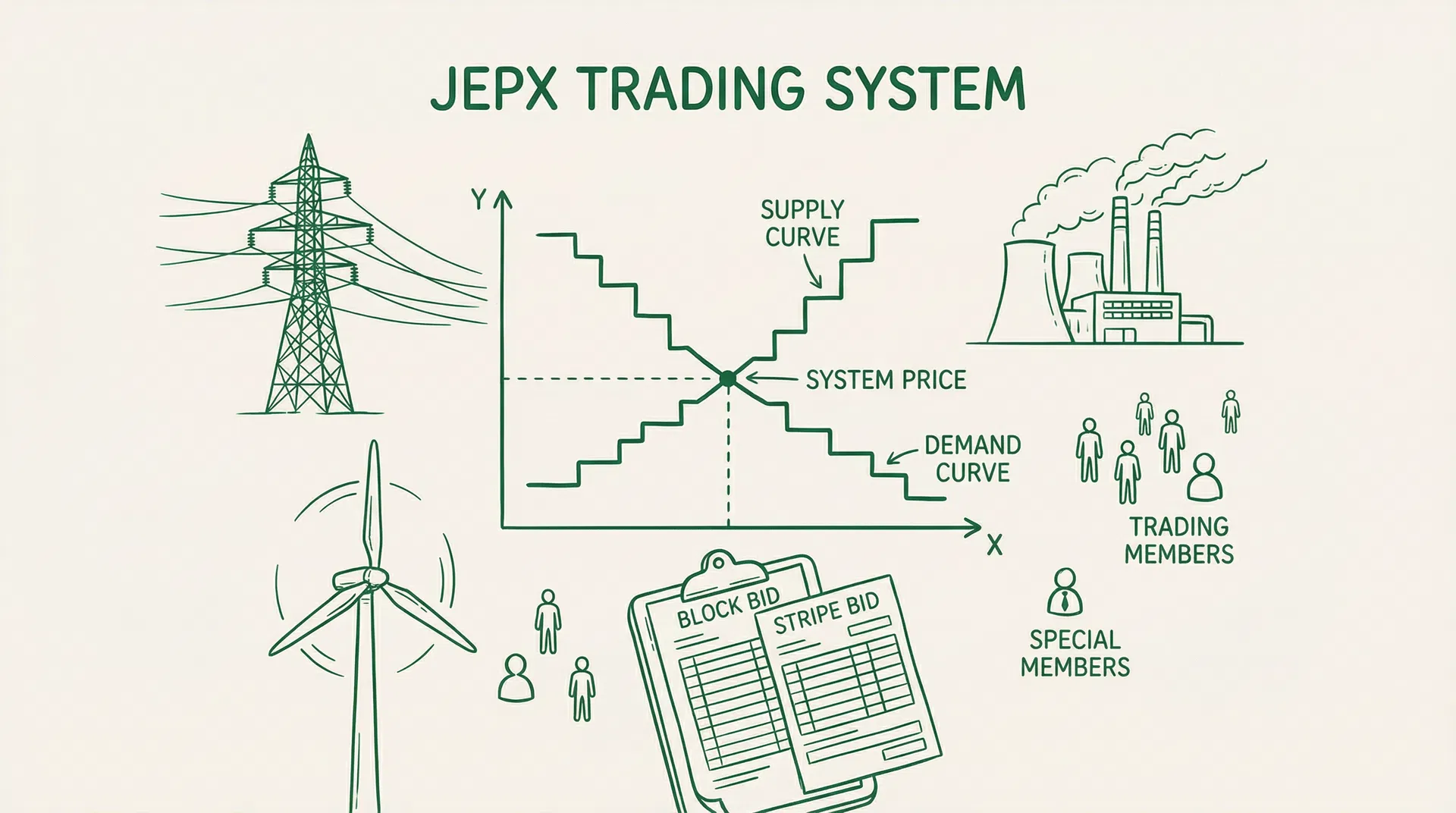 JEPX Trading System Complete Guide: Market Participants, Bidding Mechanisms, Block & Stripe Bids