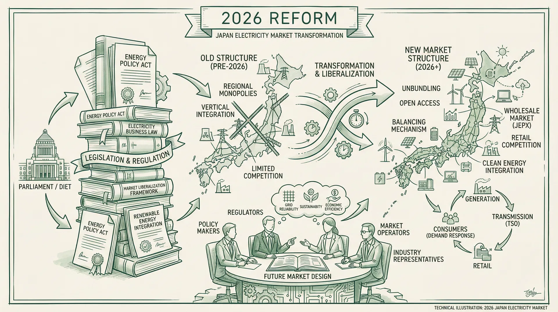 2026 Japan Electricity Market Major Reforms: Capacity Market, Renewable Surcharges, and Institutional Changes