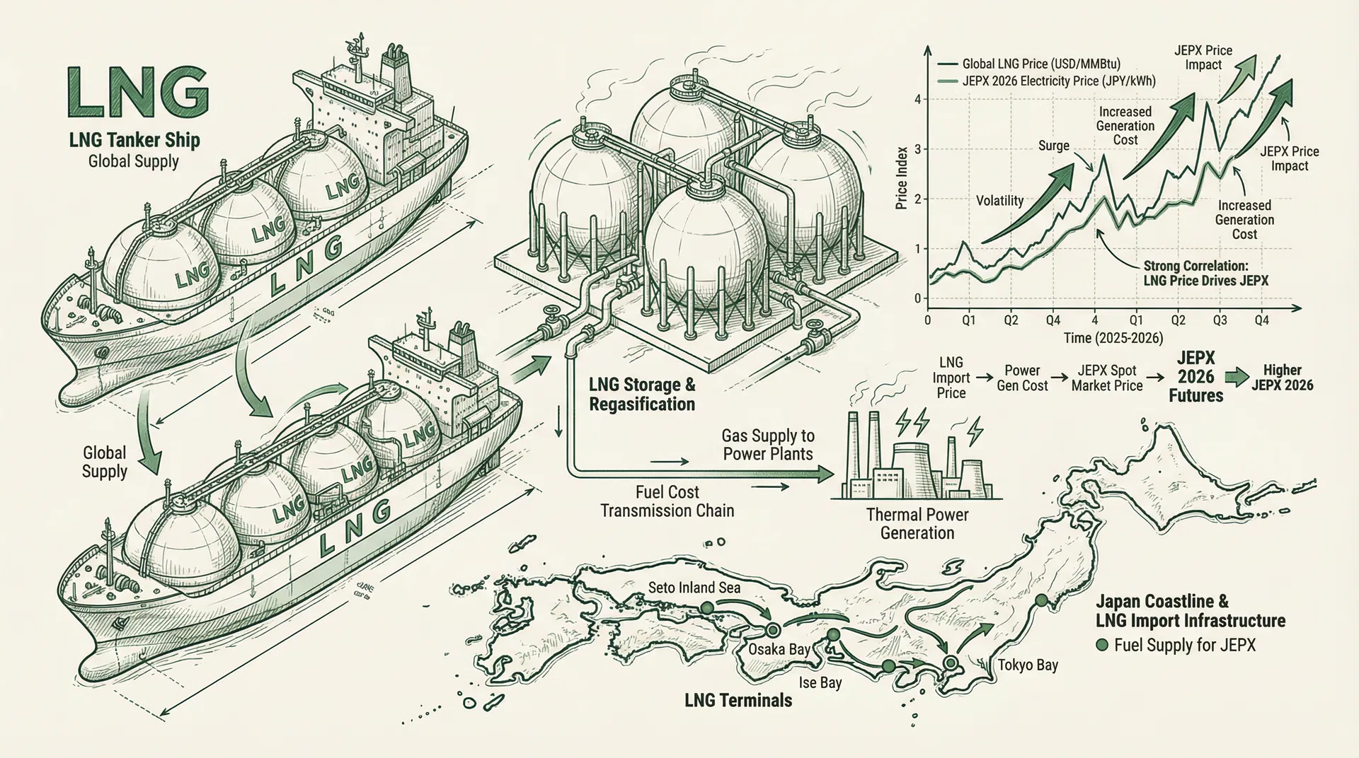 How LNG Price Surges Transmit to JEPX Electricity Prices: 2026 Middle East Geopolitical Risk Analysis