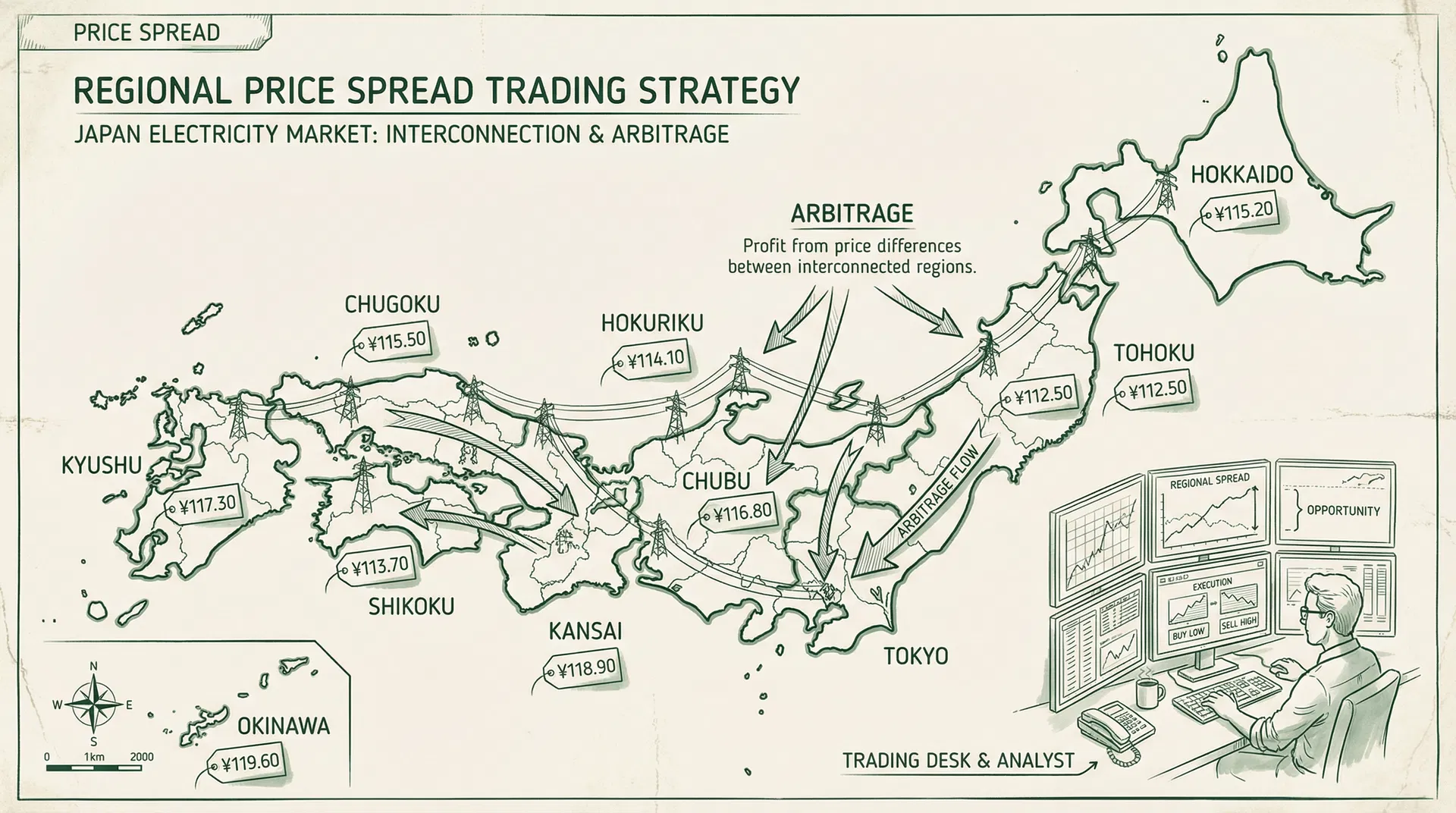 Regional Price Spread Trading Strategy: Profiting from East-West Japan Electricity Price Differentials