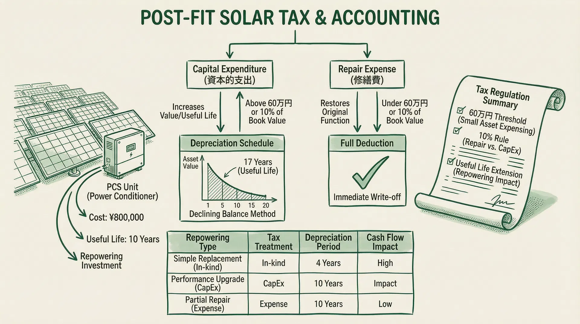 Post-FIT Solar Tax & Accounting Guide: Capital Expenditure vs. Repair Expense for Repowering Projects