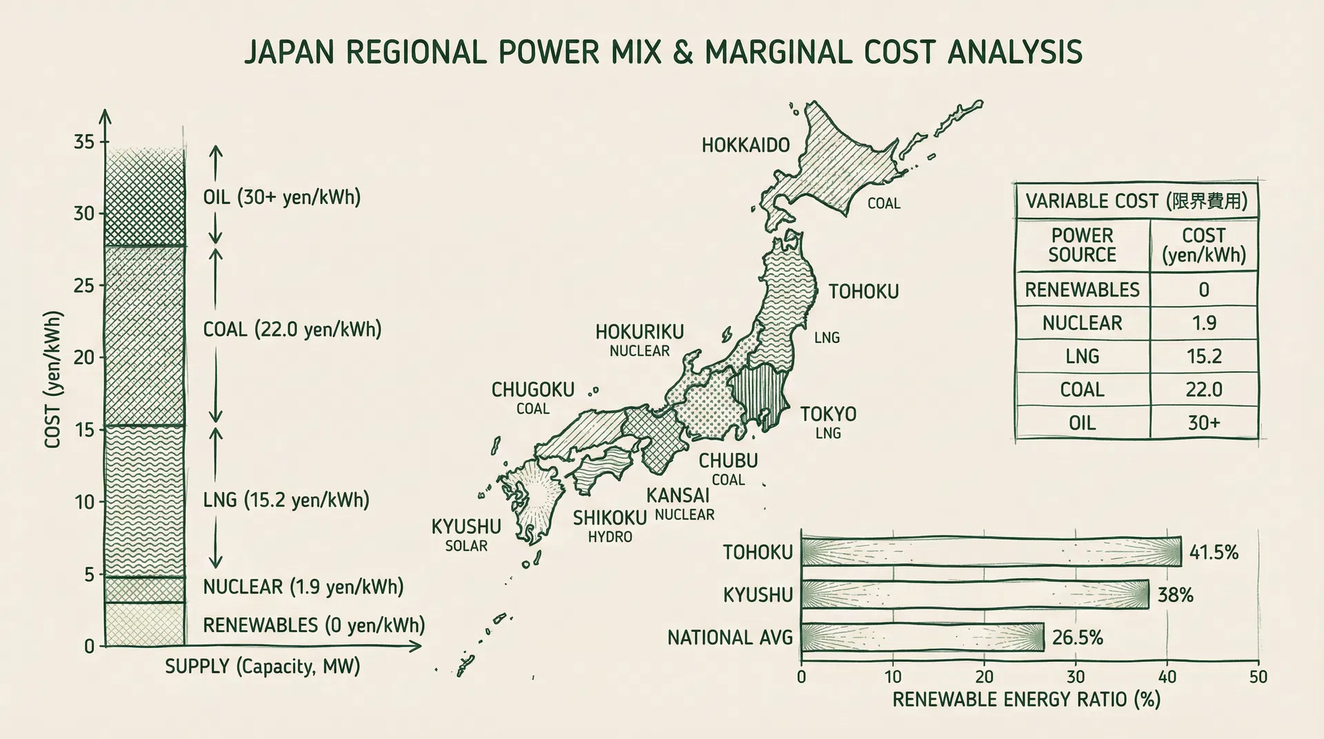 Japan Regional Power Mix & Marginal Cost Analysis: How Merit Order Drives JEPX Spot Prices