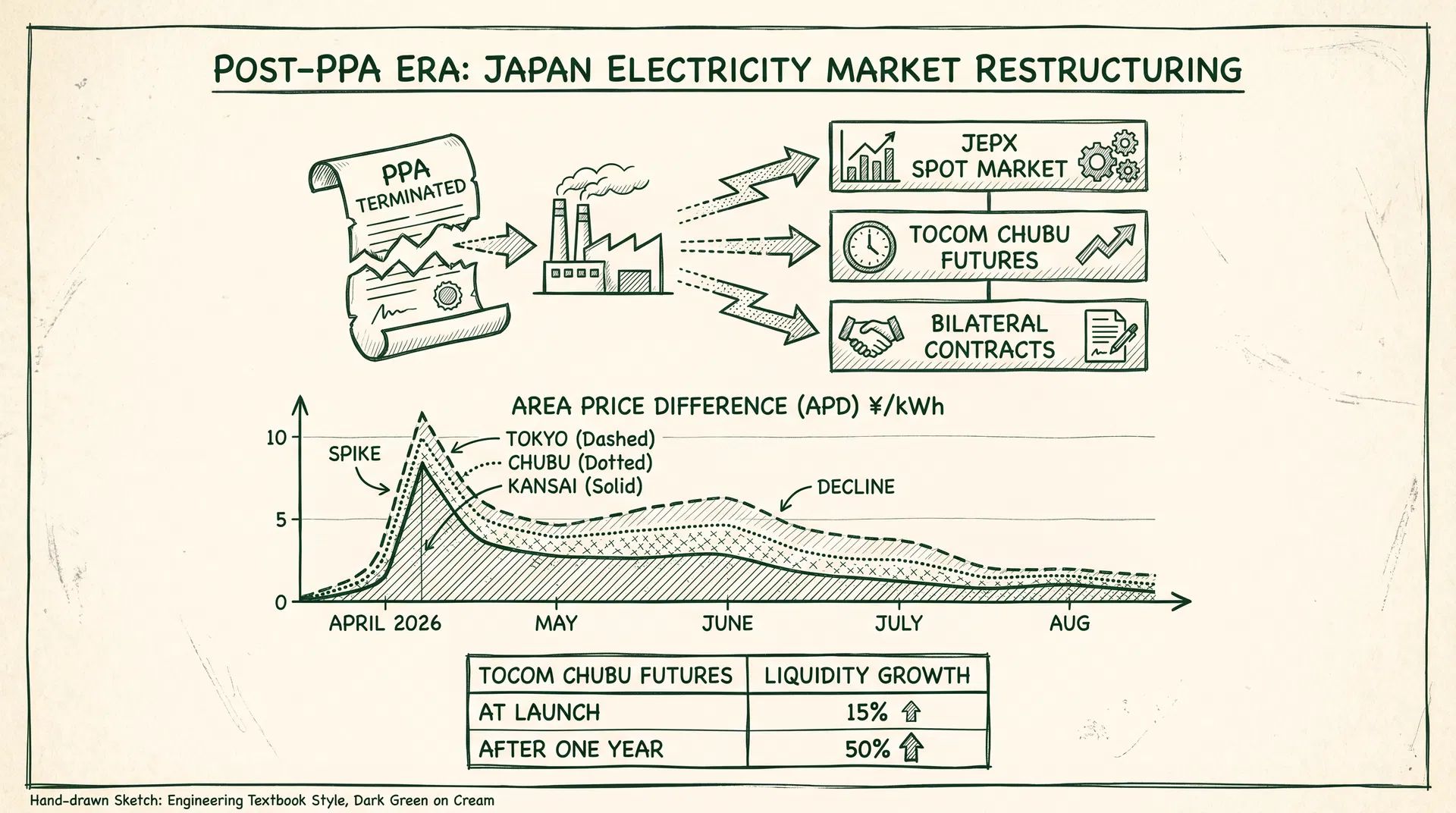 Post-PPA Era Japan Electricity Market Structural Reorganization: Market Equilibrium Reconstruction, Procurement Strategy Transformation, and TOCOM Chubu Futures Liquidity Growth