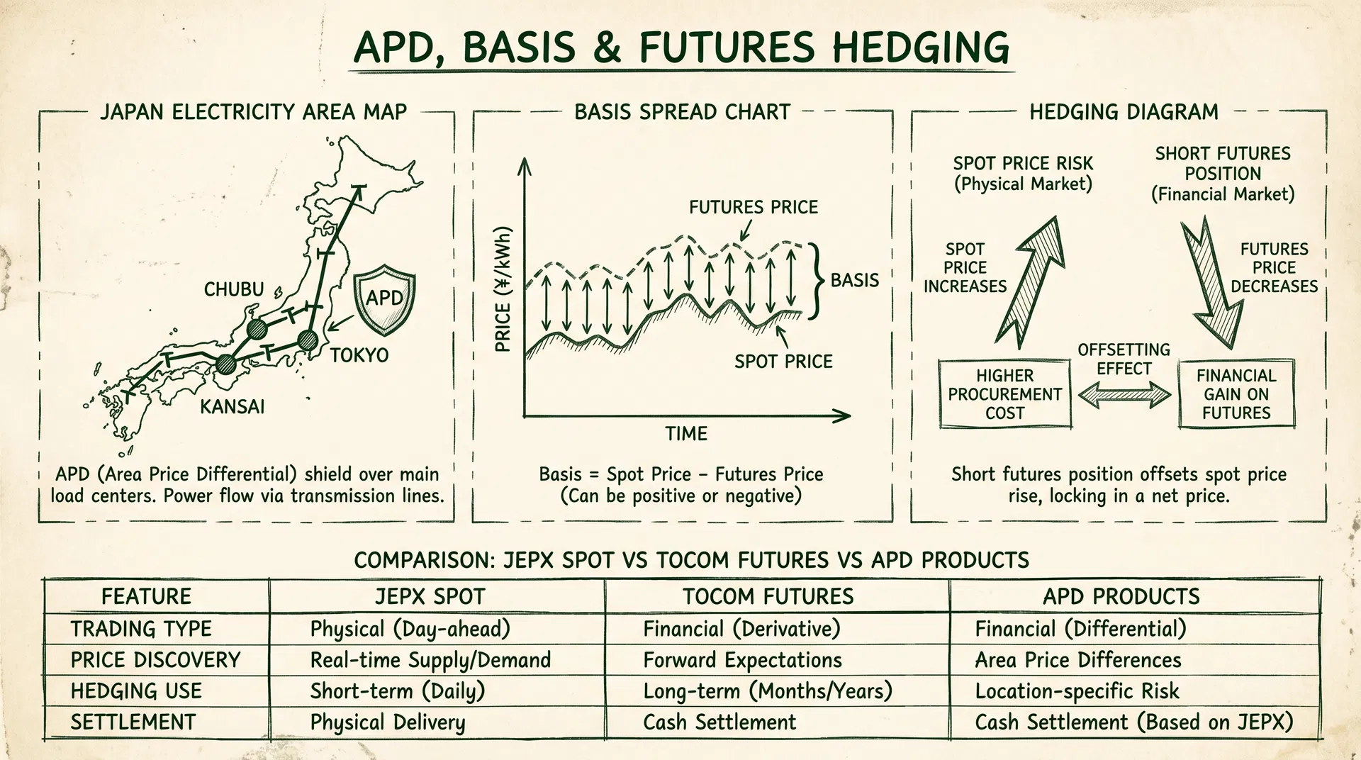 APD, Basis, Futures and Hedging Tools: A Complete Guide to Risk Management Concepts in Japan's Power Market