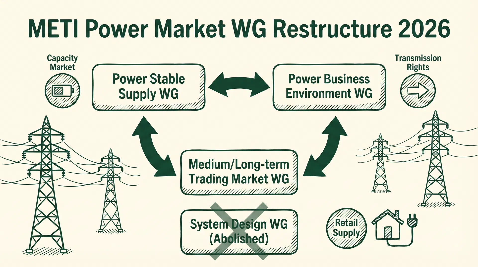 Japan's Major Power Market Institutional Reform: METI Restructures Policy Working Groups into Three New WGs (April 2026)