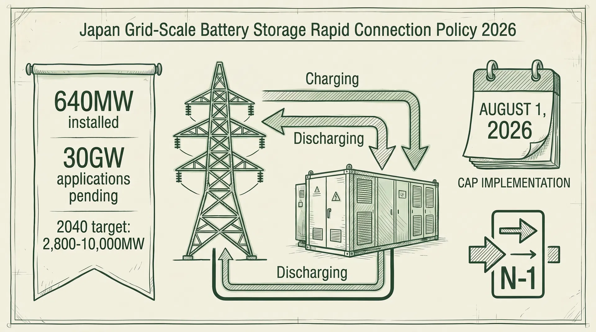 Japan Grid-Scale Battery Storage Policy: Rapid Grid Connection and Non-Firm Access Reform (April 2026)