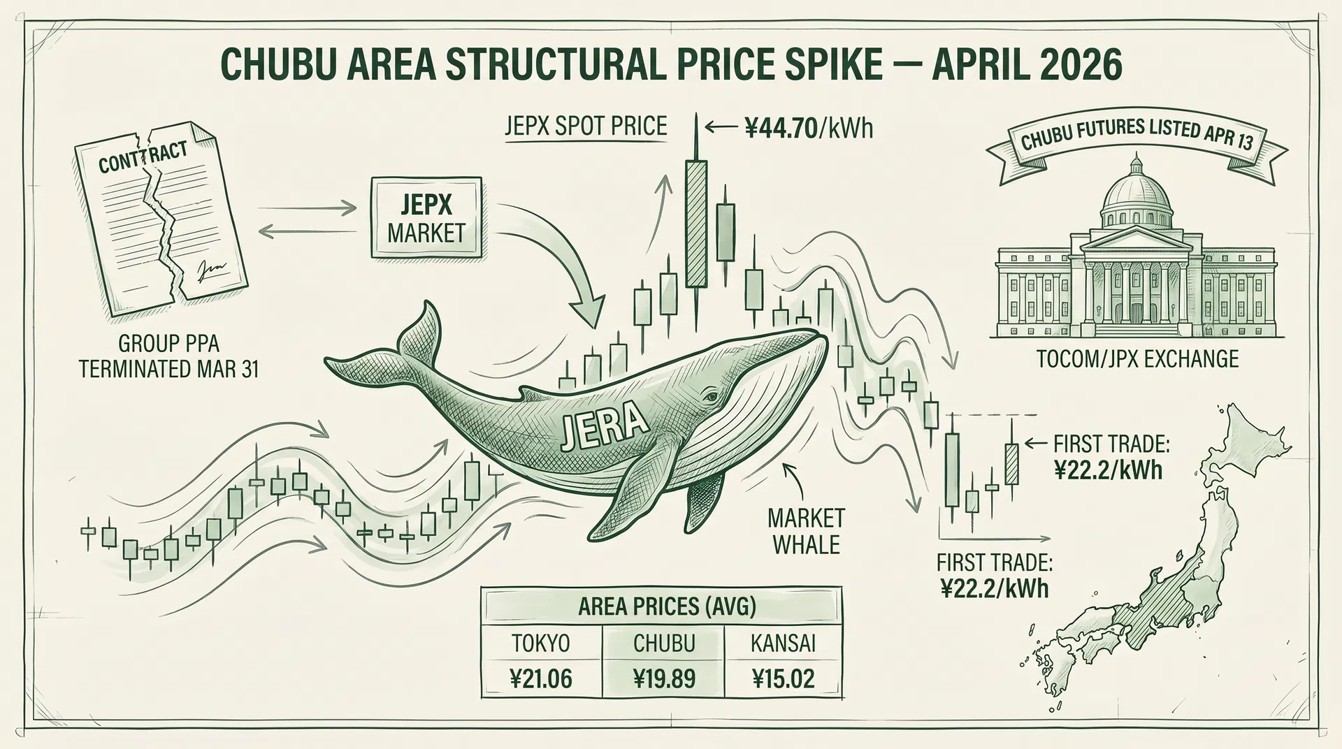 Chubu Area Structural Price Spike in April 2026: The JERA Whale Effect and JPX Chubu Futures Listing
