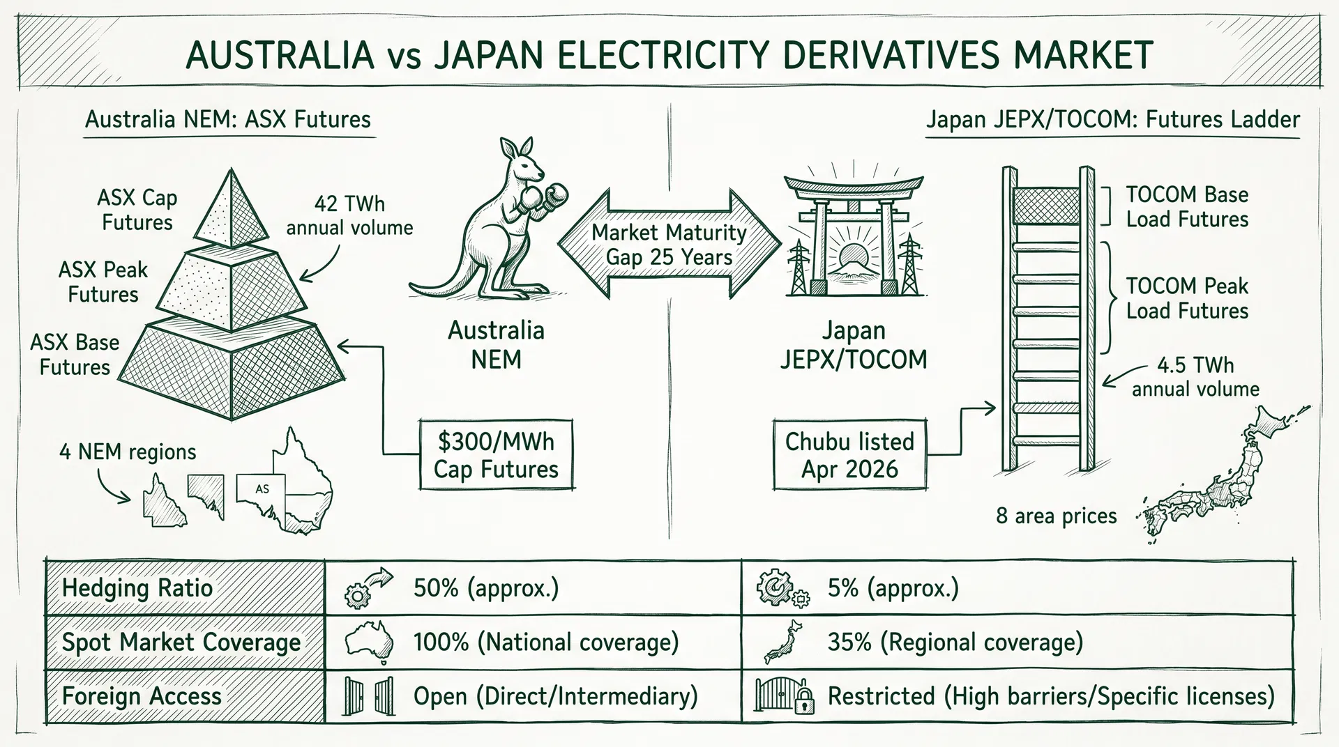 Australia vs Japan Electricity Derivatives Market: Bridging a 25-Year Development Gap