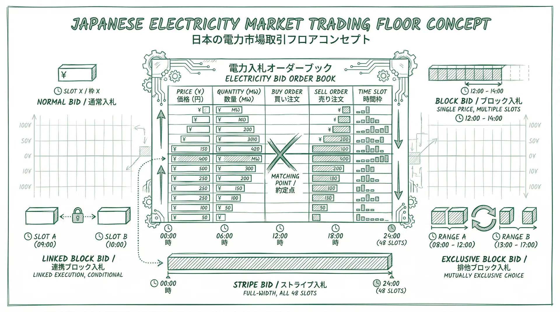 JEPX Five Bidding Methods Explained: Normal, Block, Linked Block, Exclusive Block & Stripe Bids