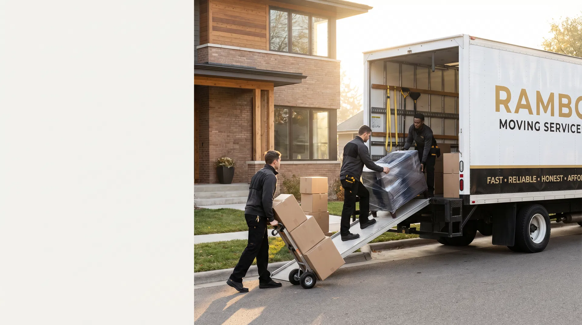 Rambo Moving team loading a moving truck at a residential home