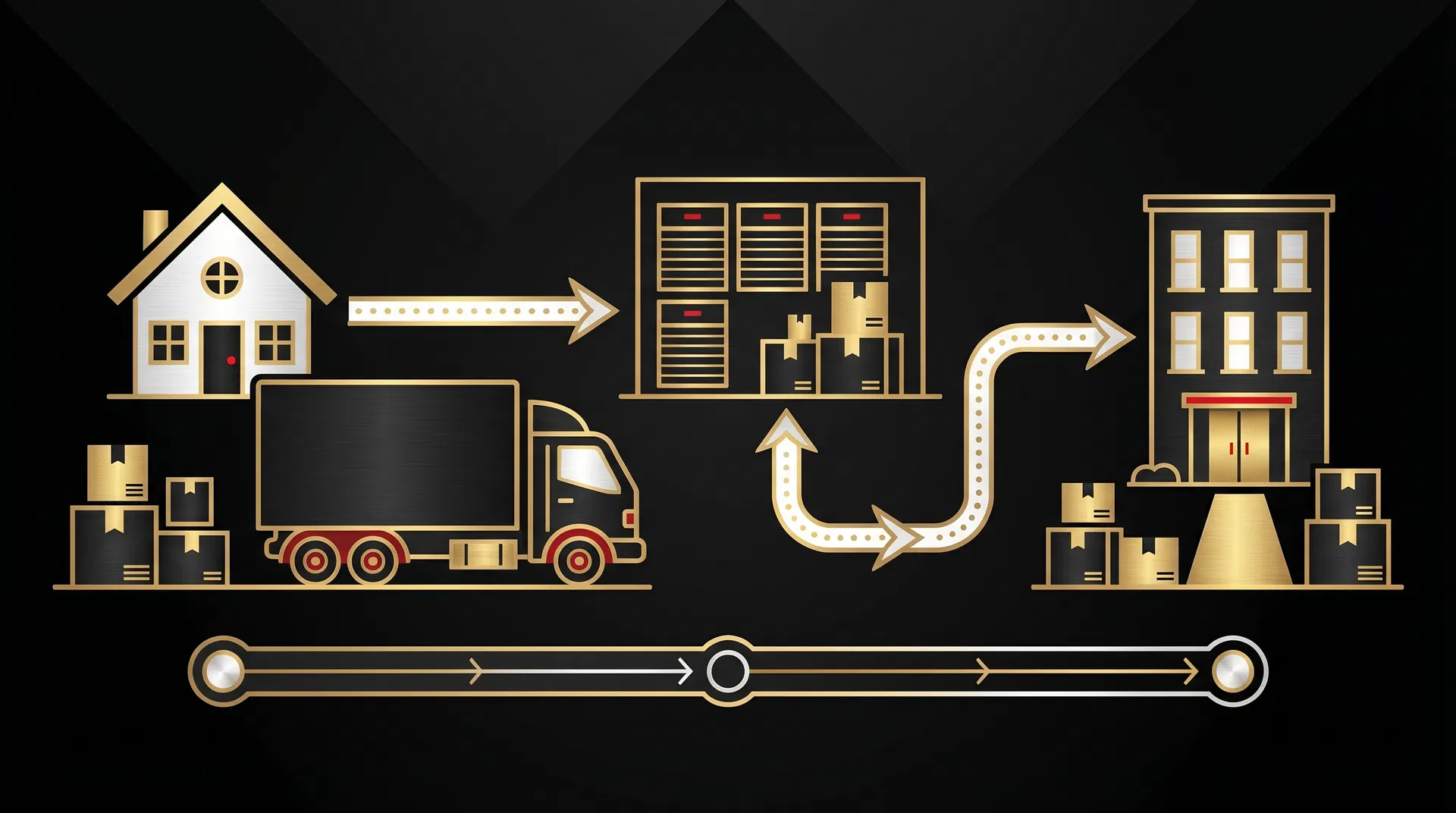 Branded service workflow graphic for Rambo Moving Services