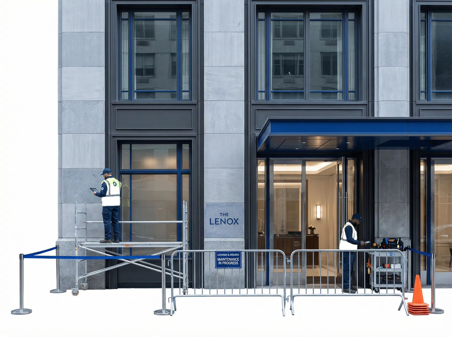Exterior view of a maintained New York apartment building entrance