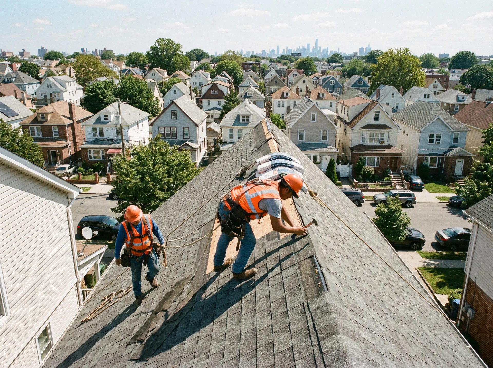 Roof replacement crew Queens NY