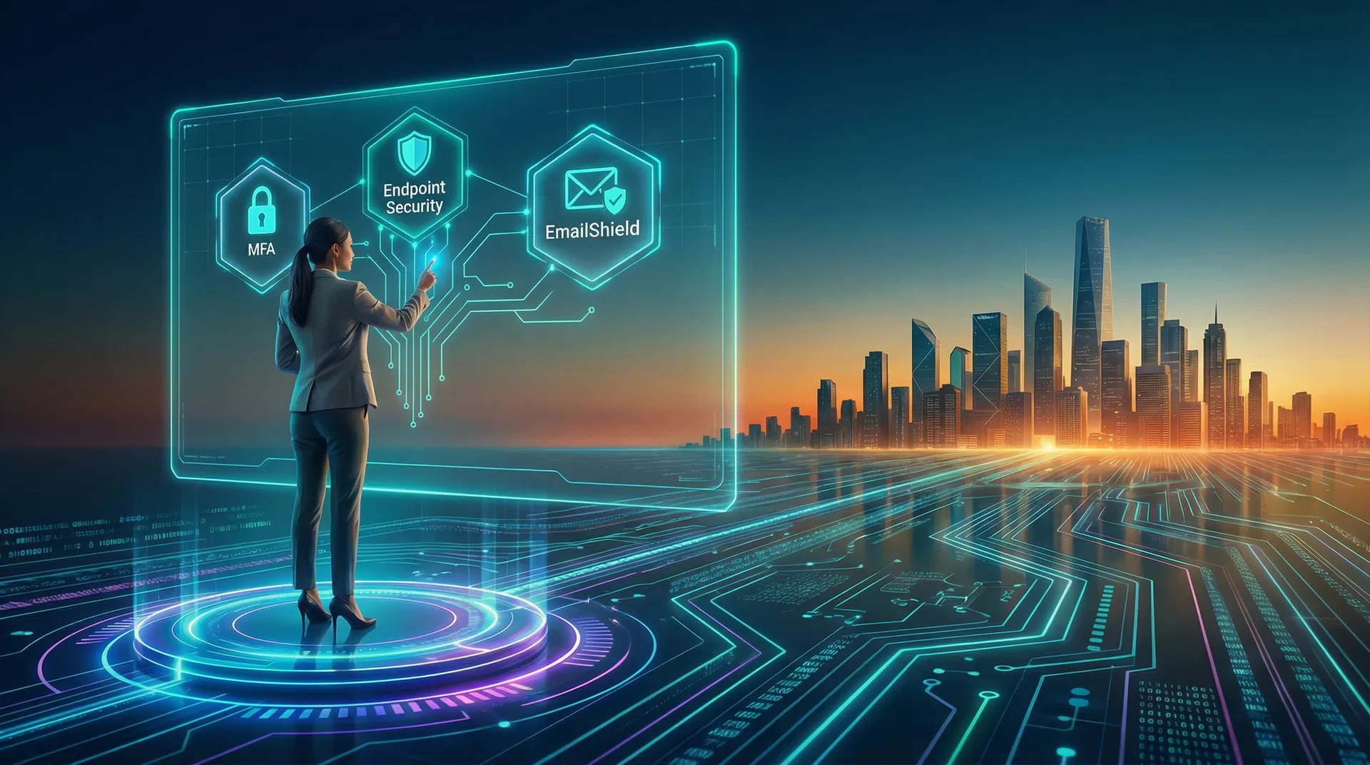 User Protection layers: MFA, Endpoint Security, and EmailShield DMARC protection