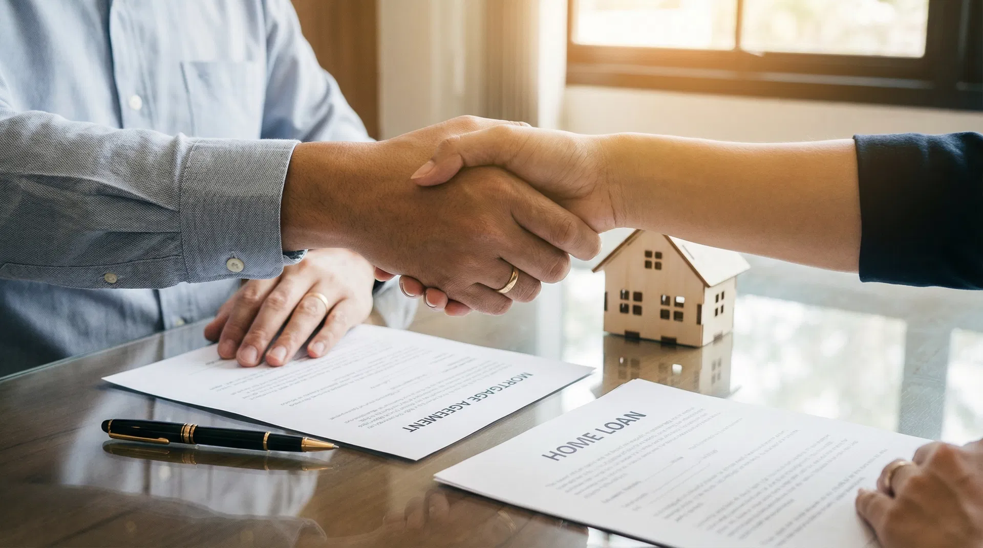 Mortgage agreement handshake