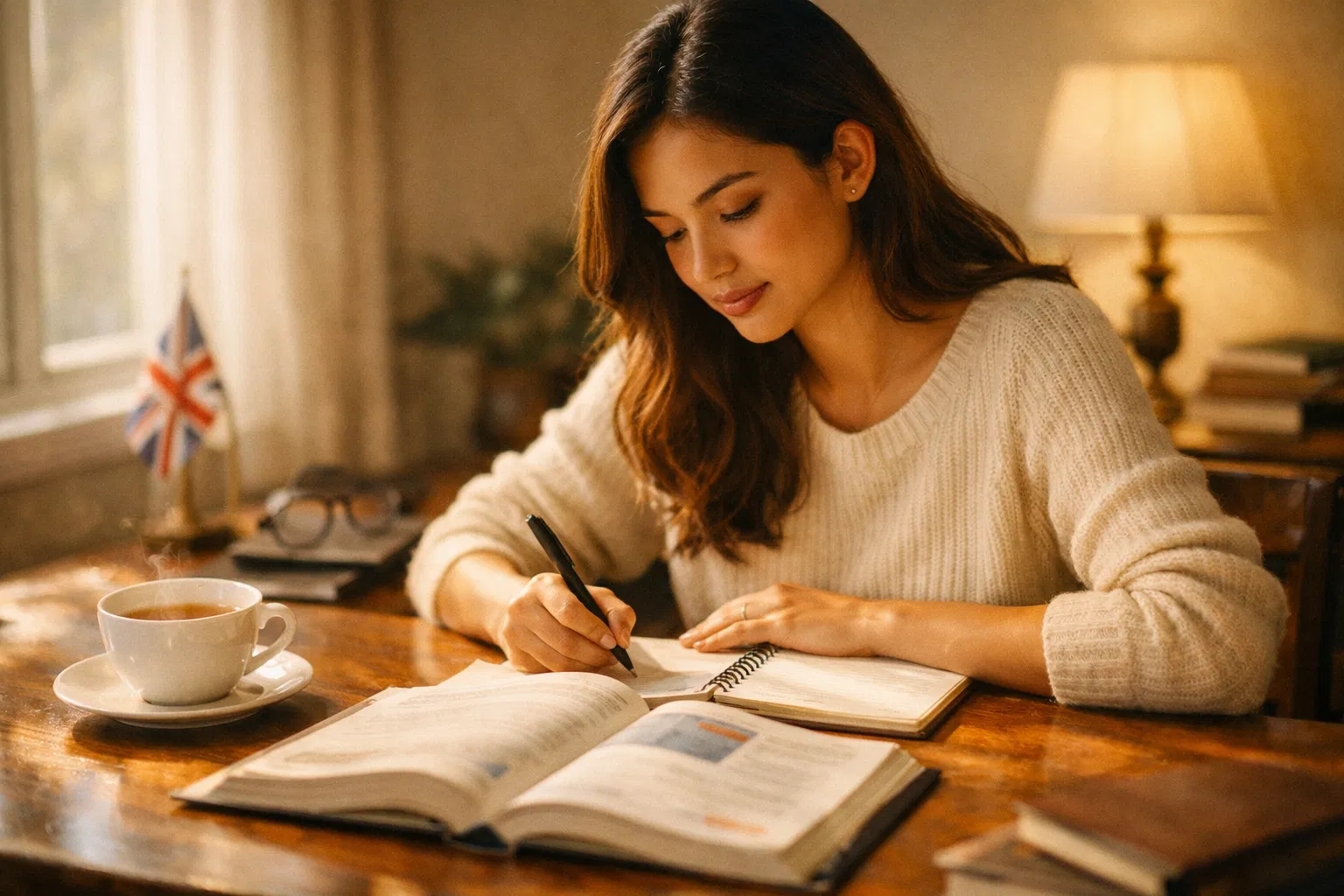 Student studying for IELTS