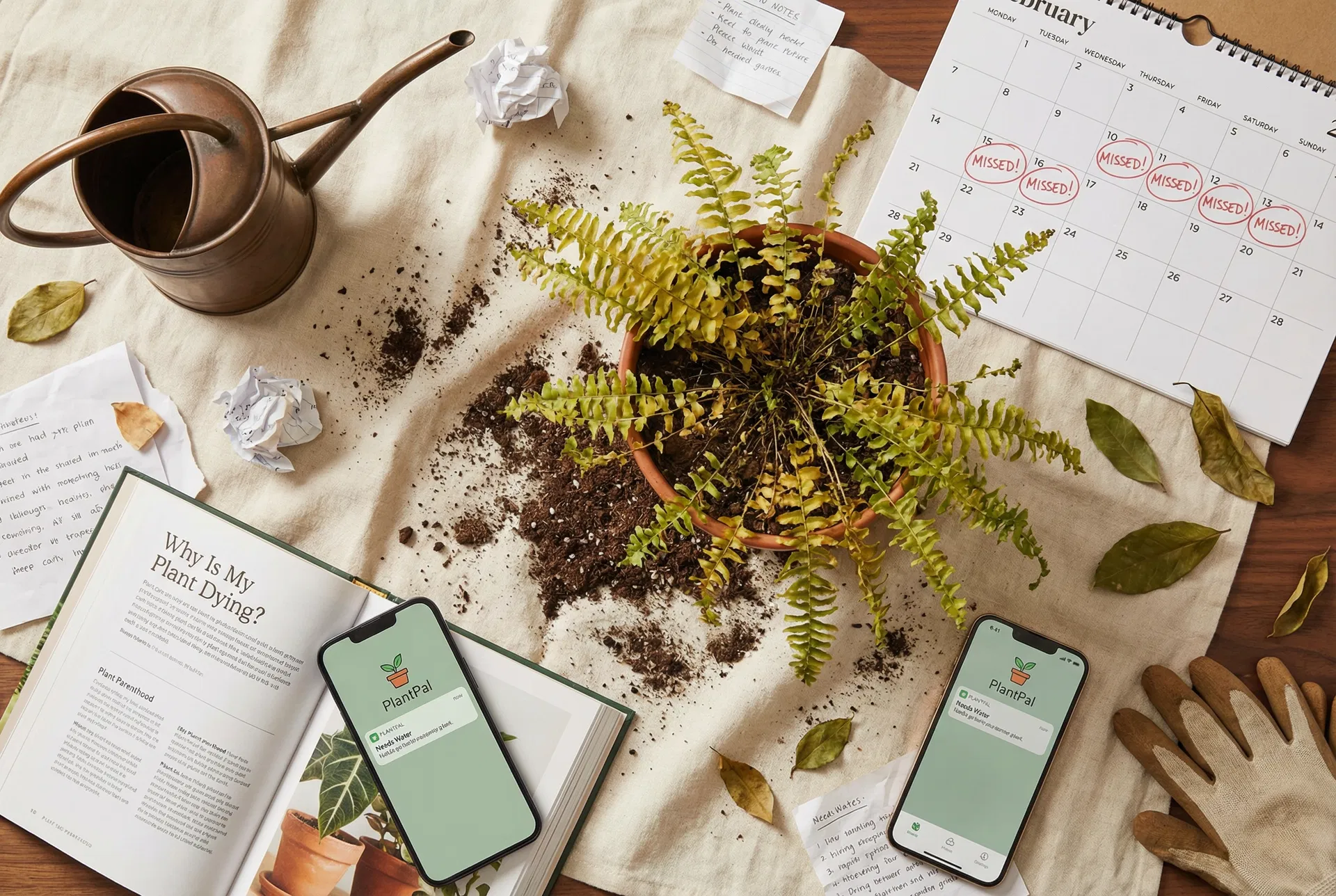 Frustrated plant parent with dying plants