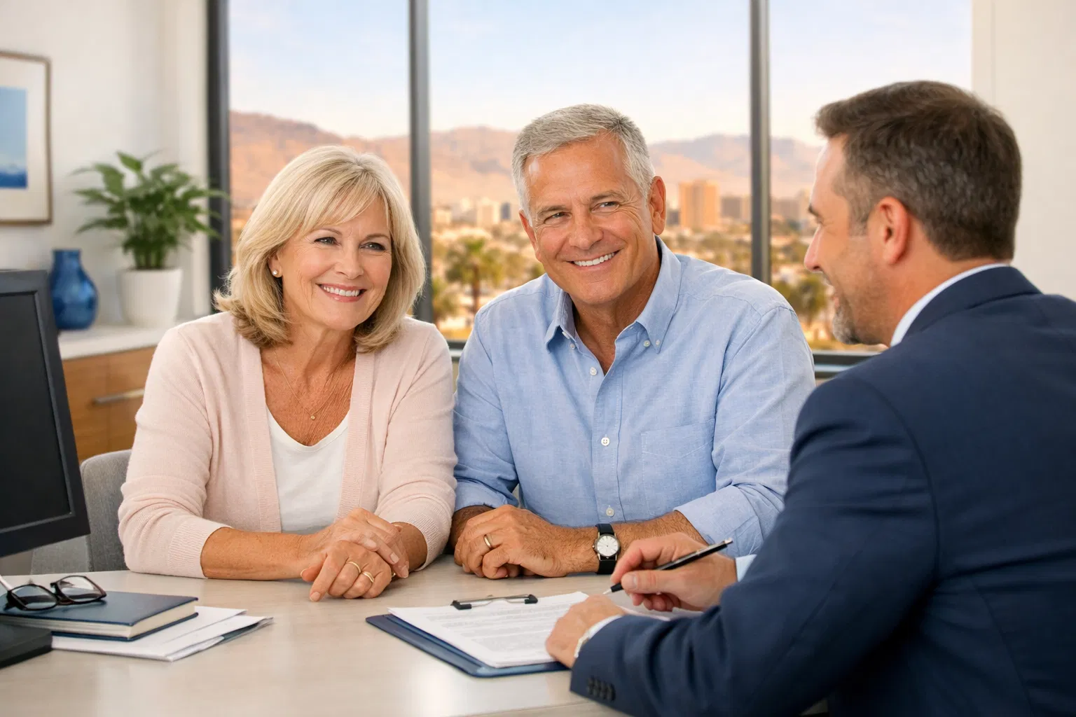 Darin Weidauer meeting with a Las Vegas couple about Medicare