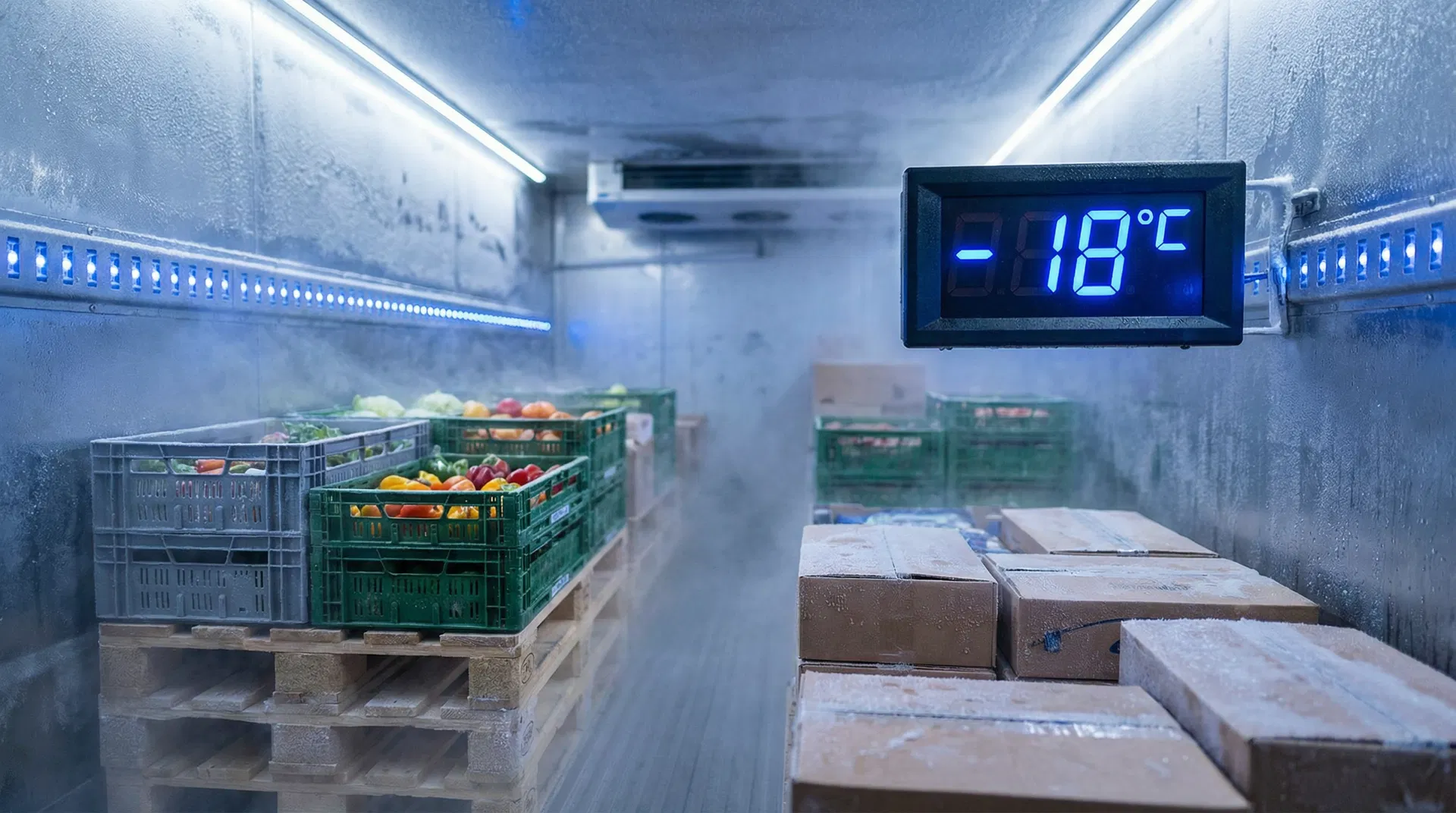 Inside a refrigerated trailer with temperature monitoring