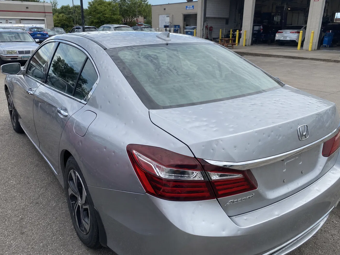 Silver Honda Accord — Full Body Hail