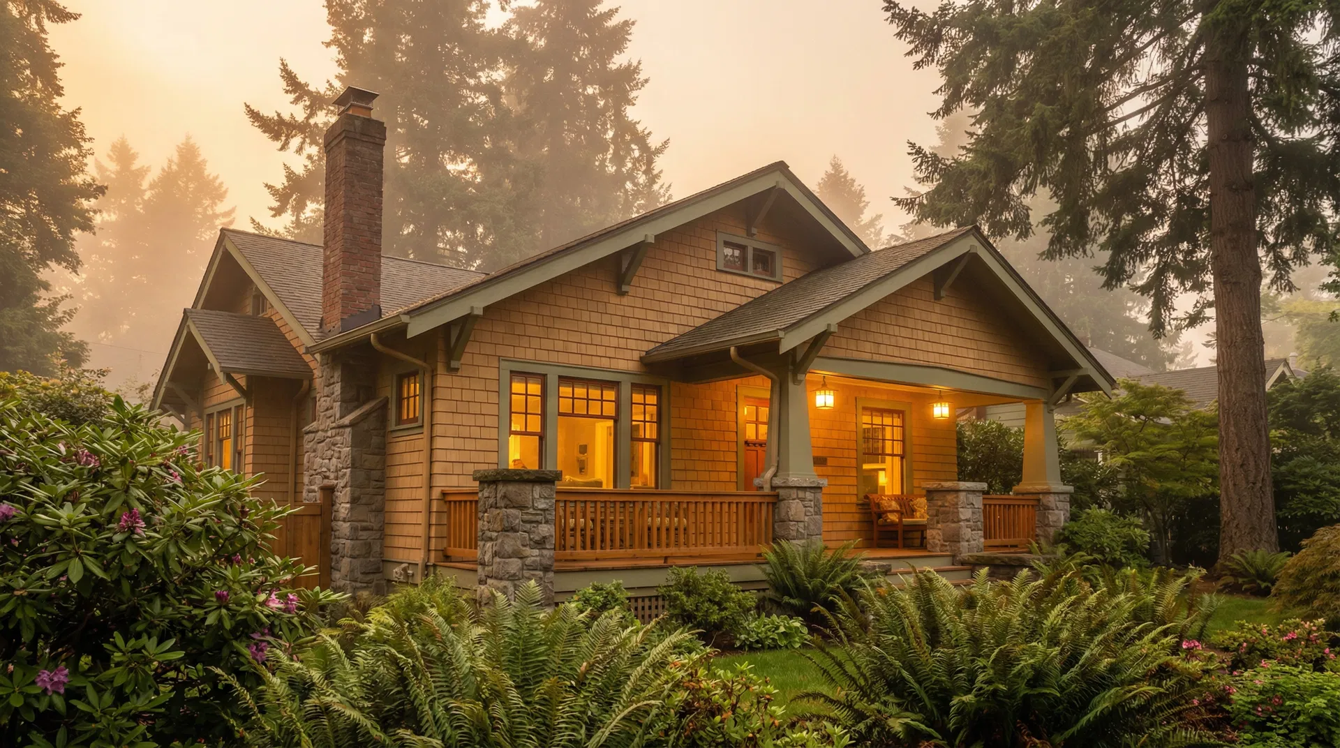 Portland craftsman home at golden hour