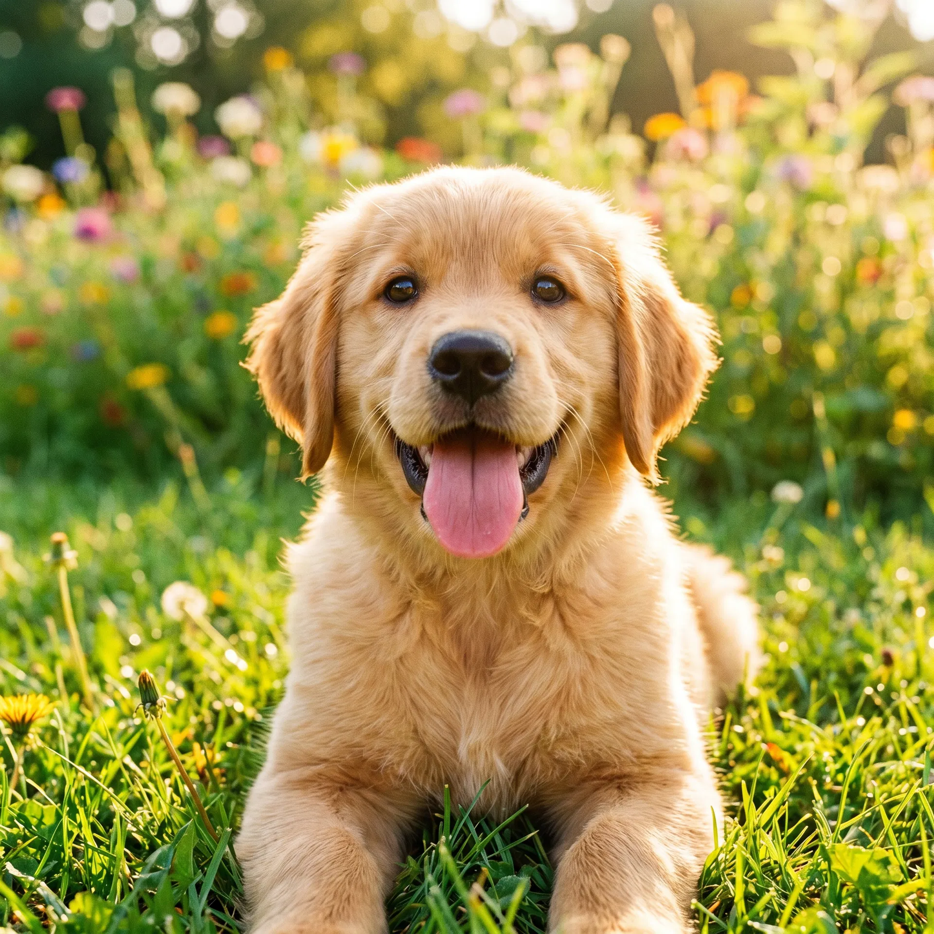 Happy dog in a clean yard