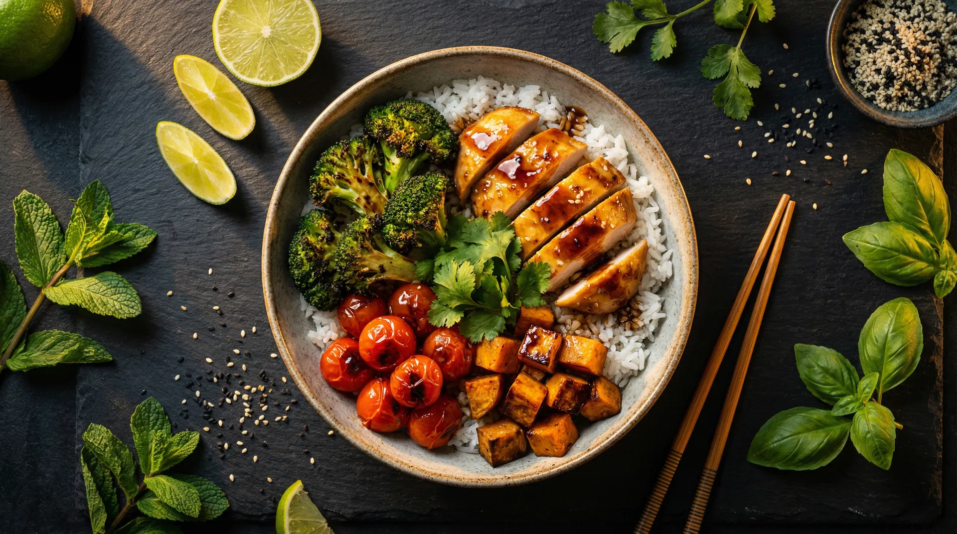 Gourmet bowl with fresh ingredients