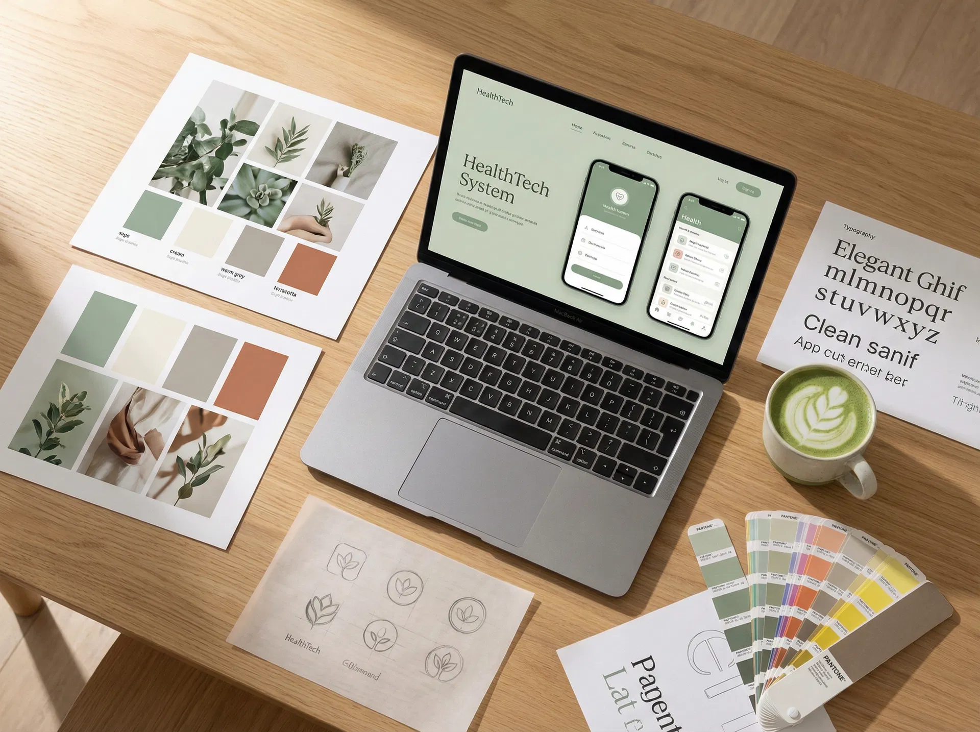 Branding process workspace for a wellness project
