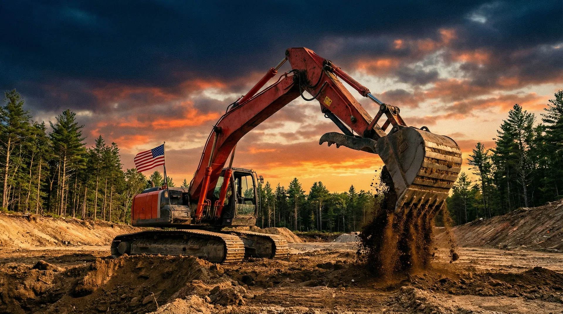 Excavator at work in Maine