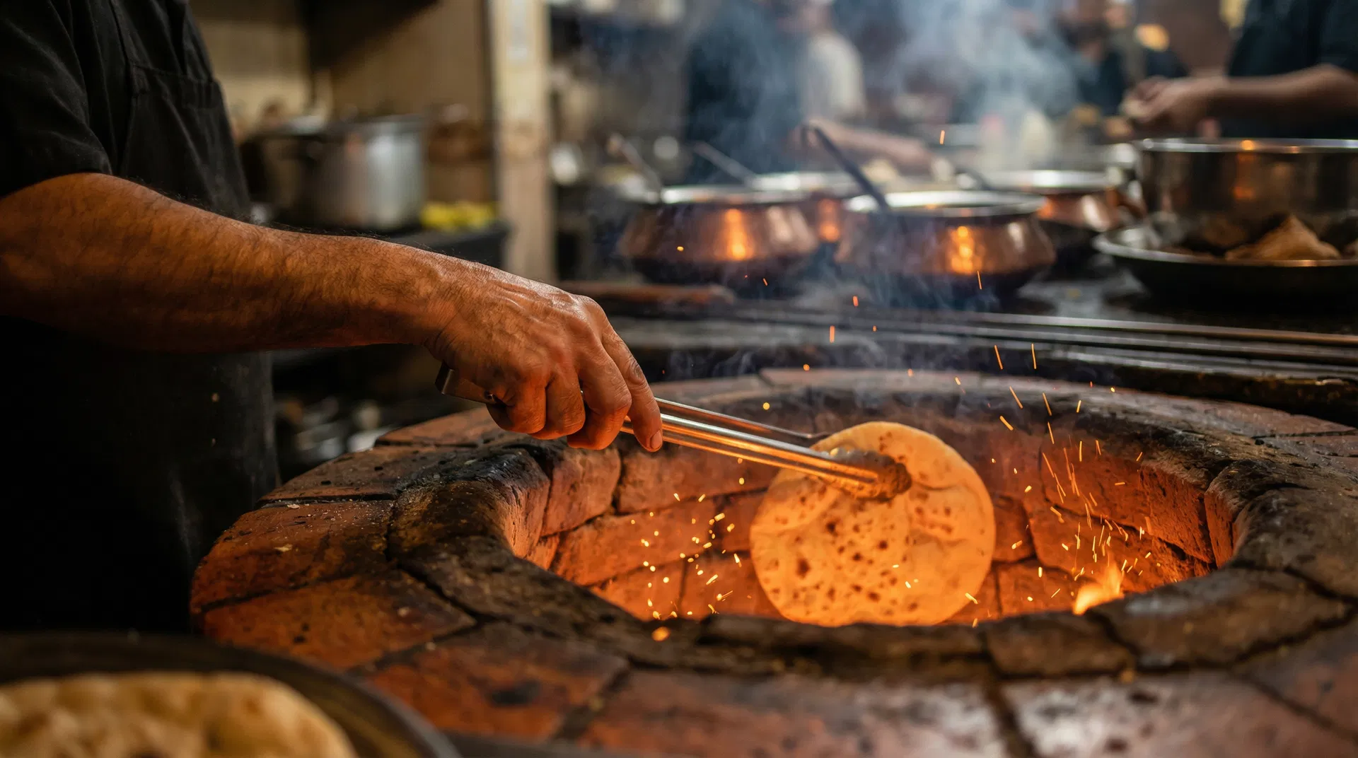 Traditional tandoor oven with glowing embers