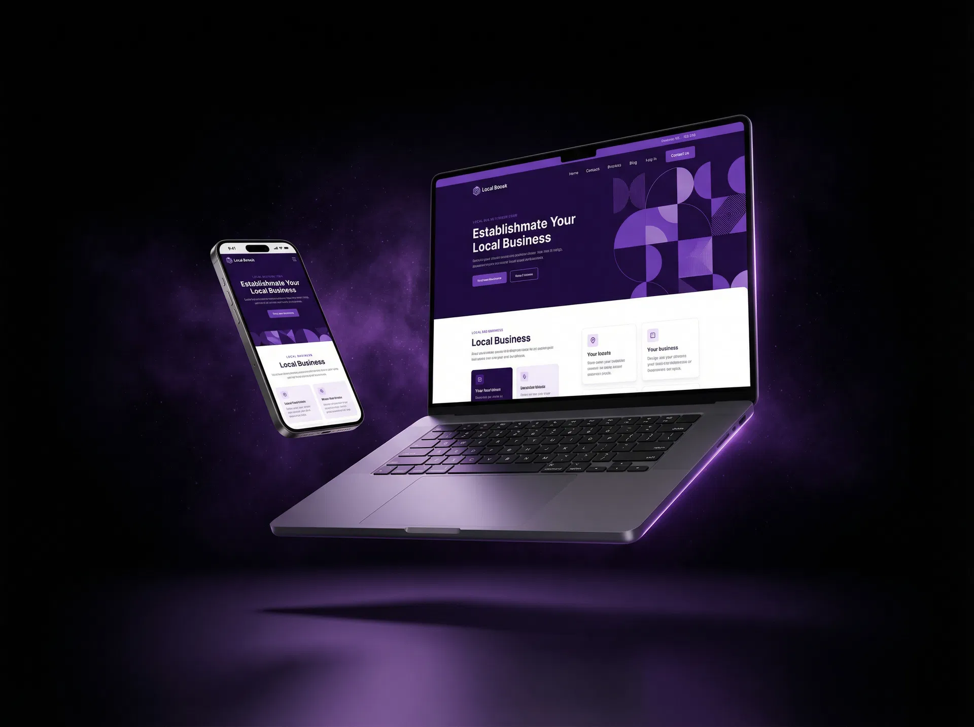 Website mockup on laptop and phone