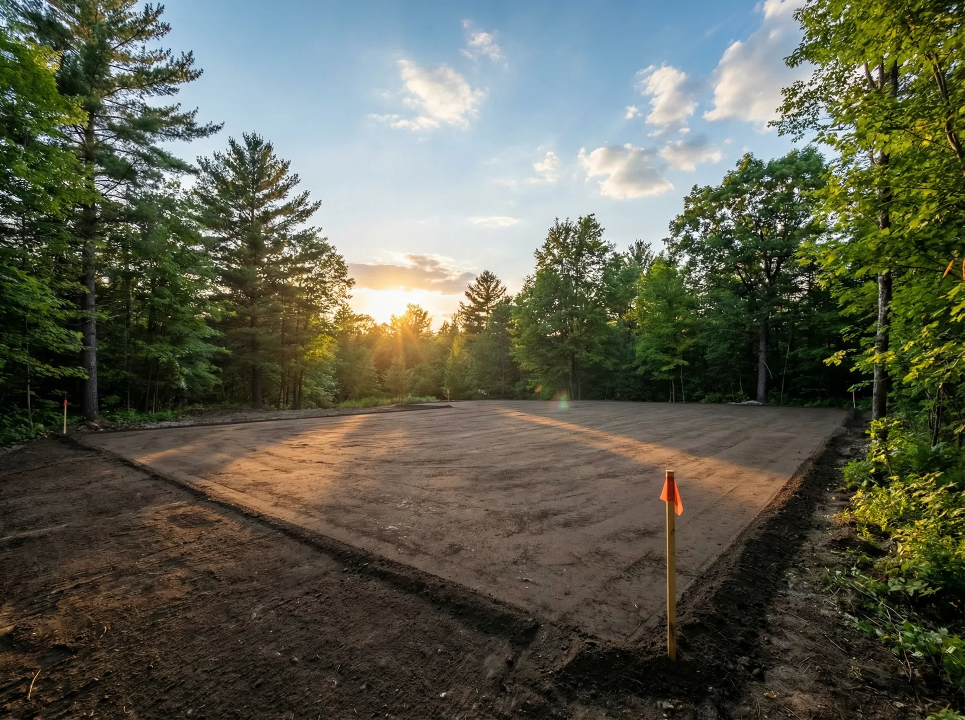 Clean graded lot ready for construction