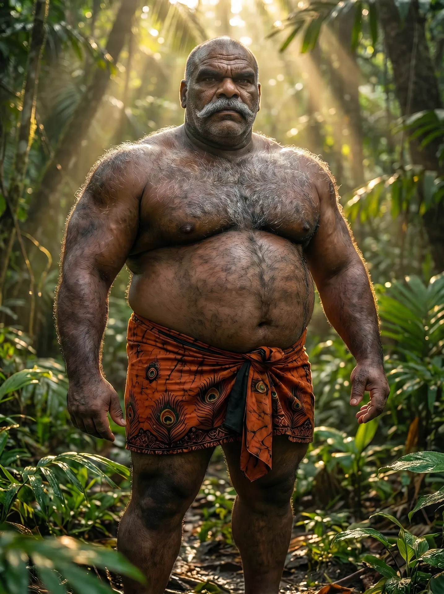 Orange Peacock Batik