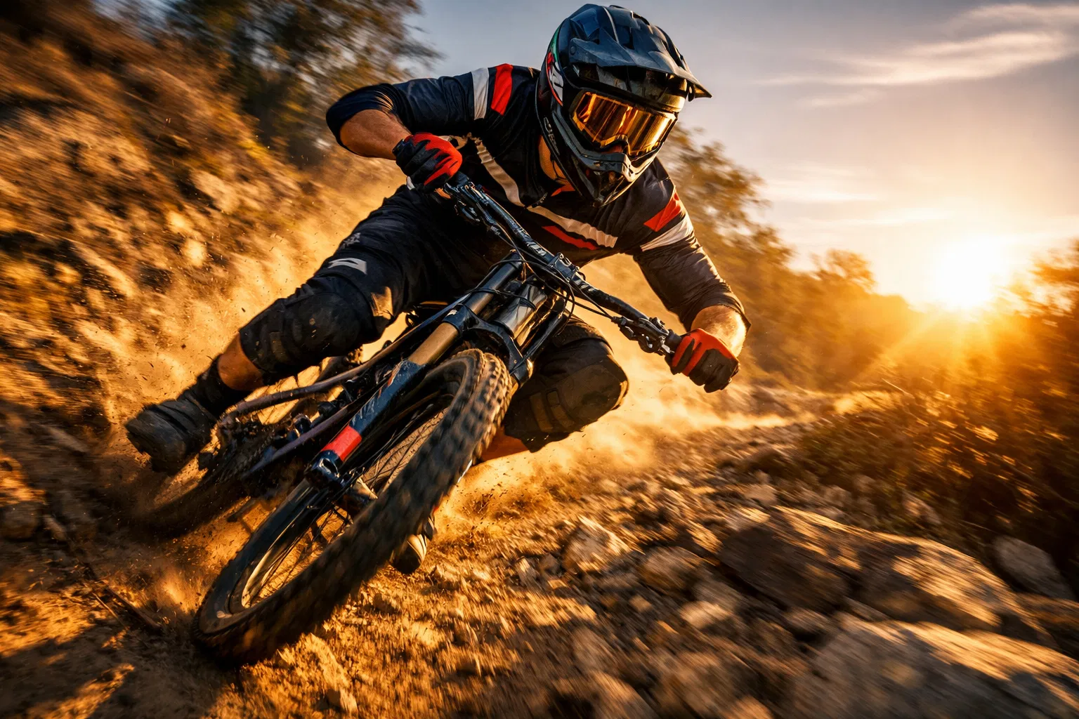 Professional enduro cyclist in action