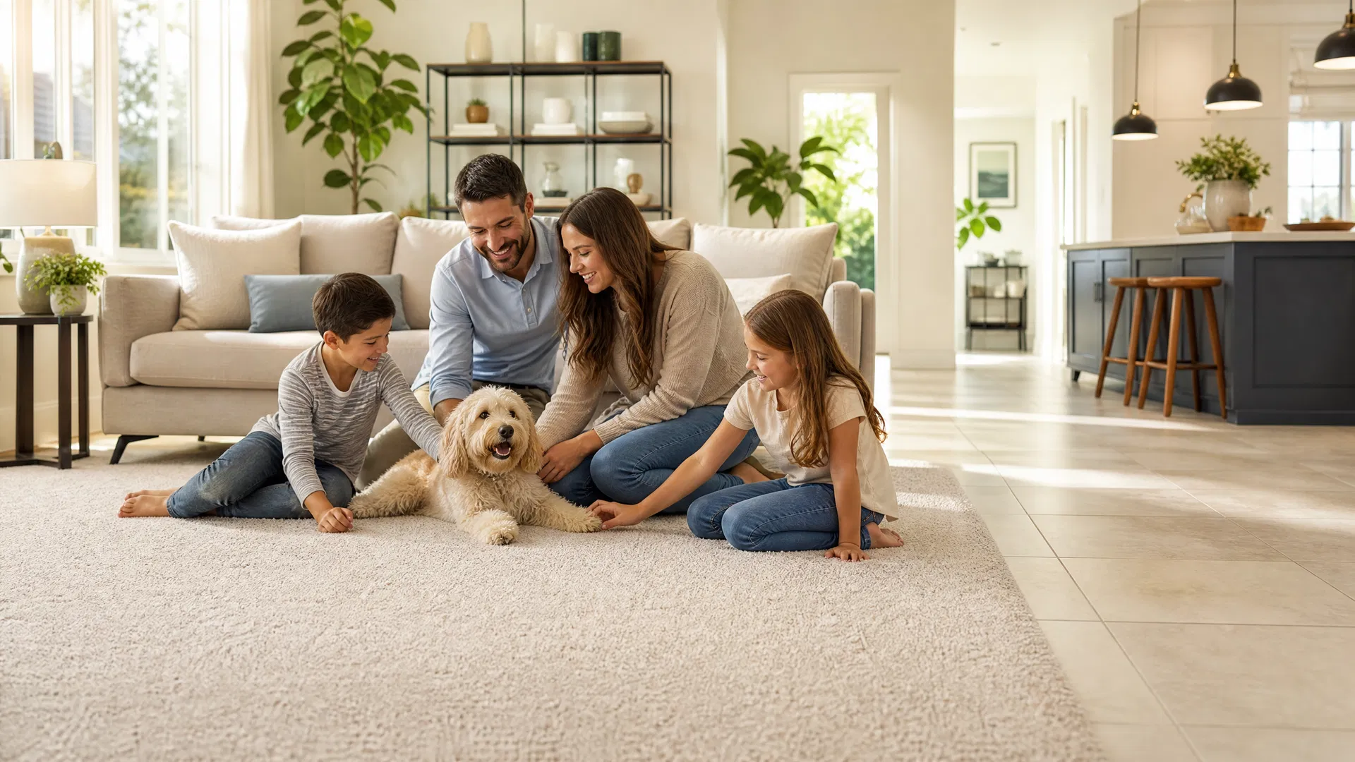 Clean home with happy family