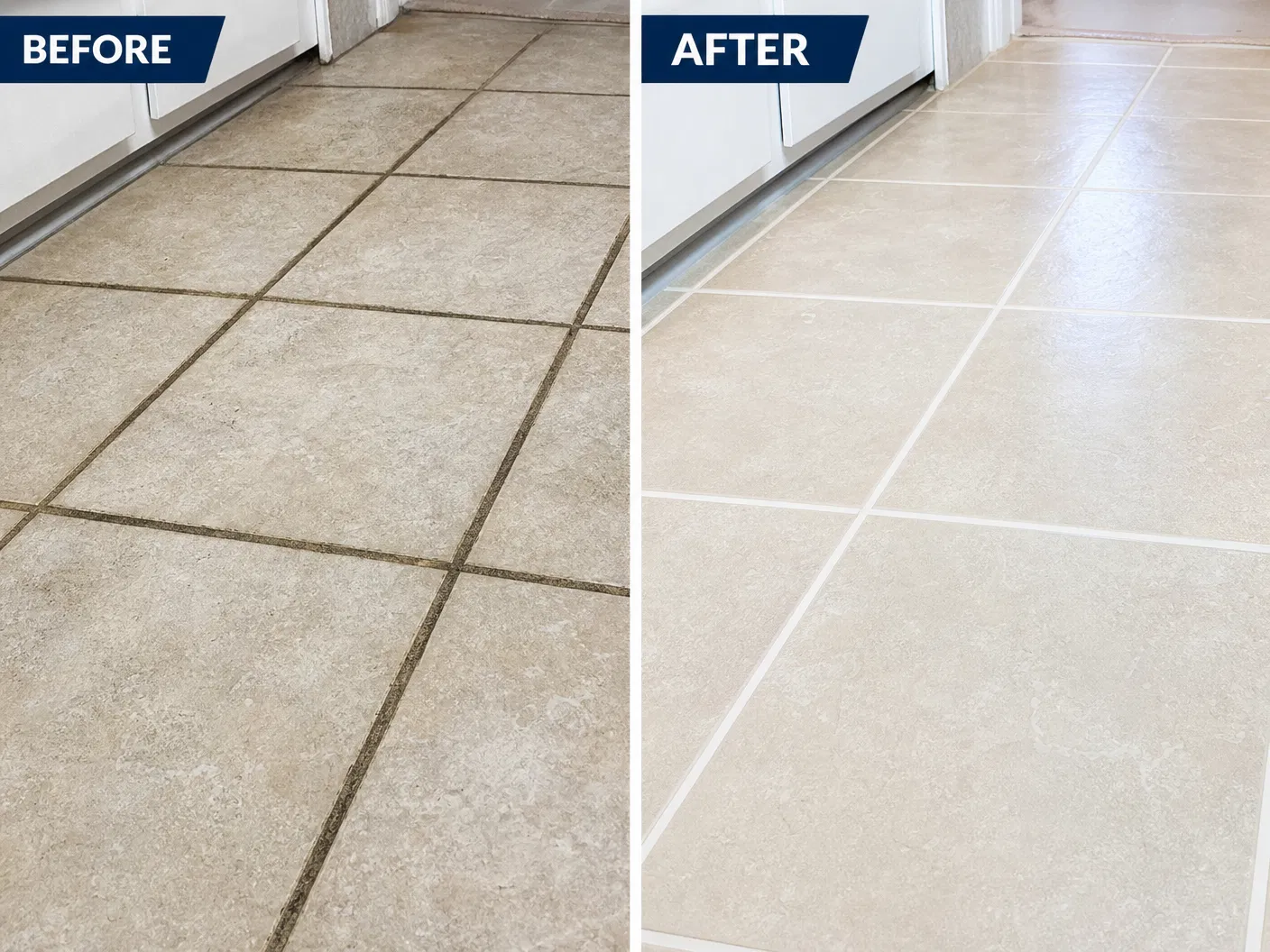 Tile and grout cleaning before and after